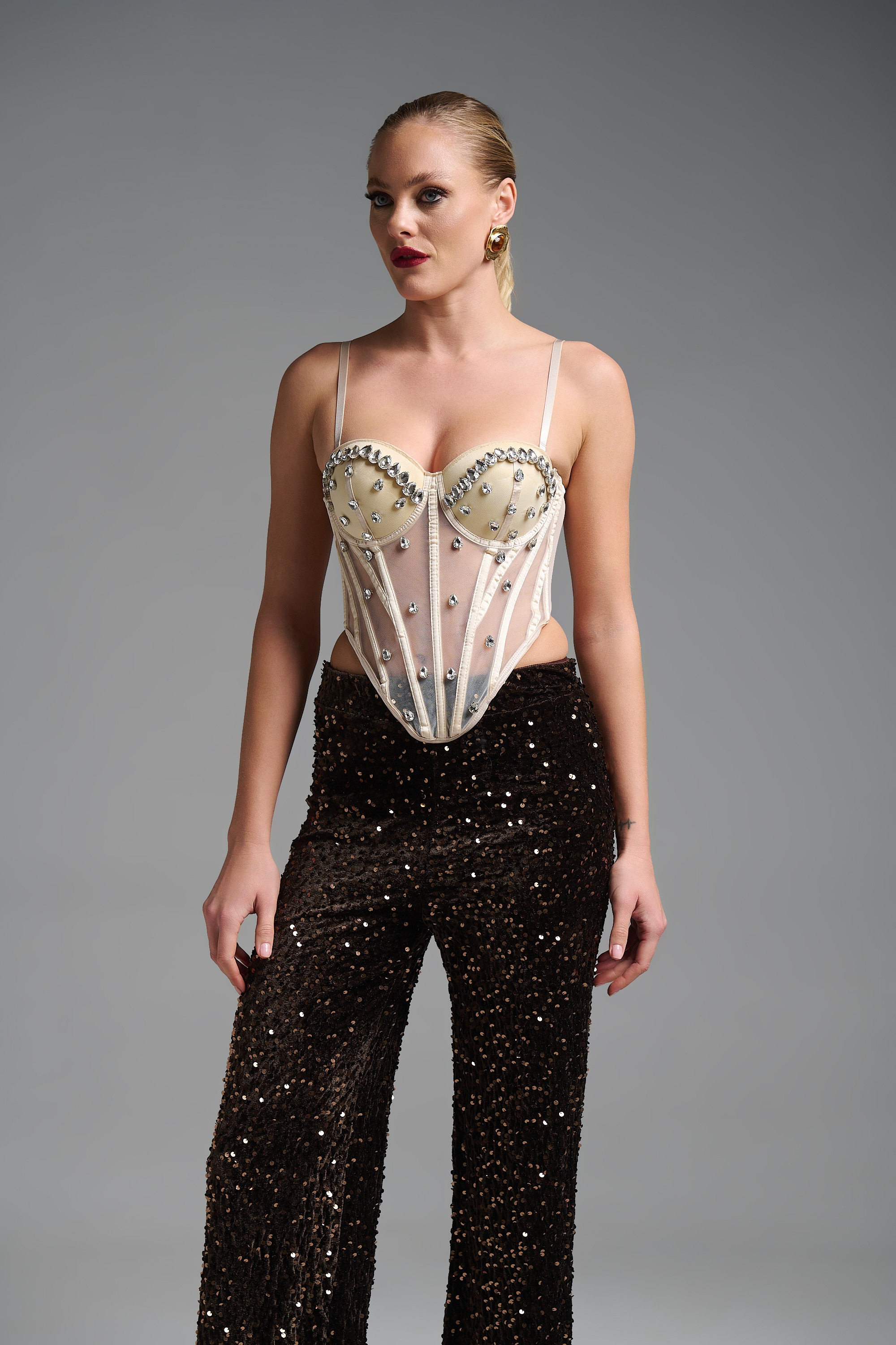 Μπούστο Κορσές Τούλι Μύτη Με Πέτρες