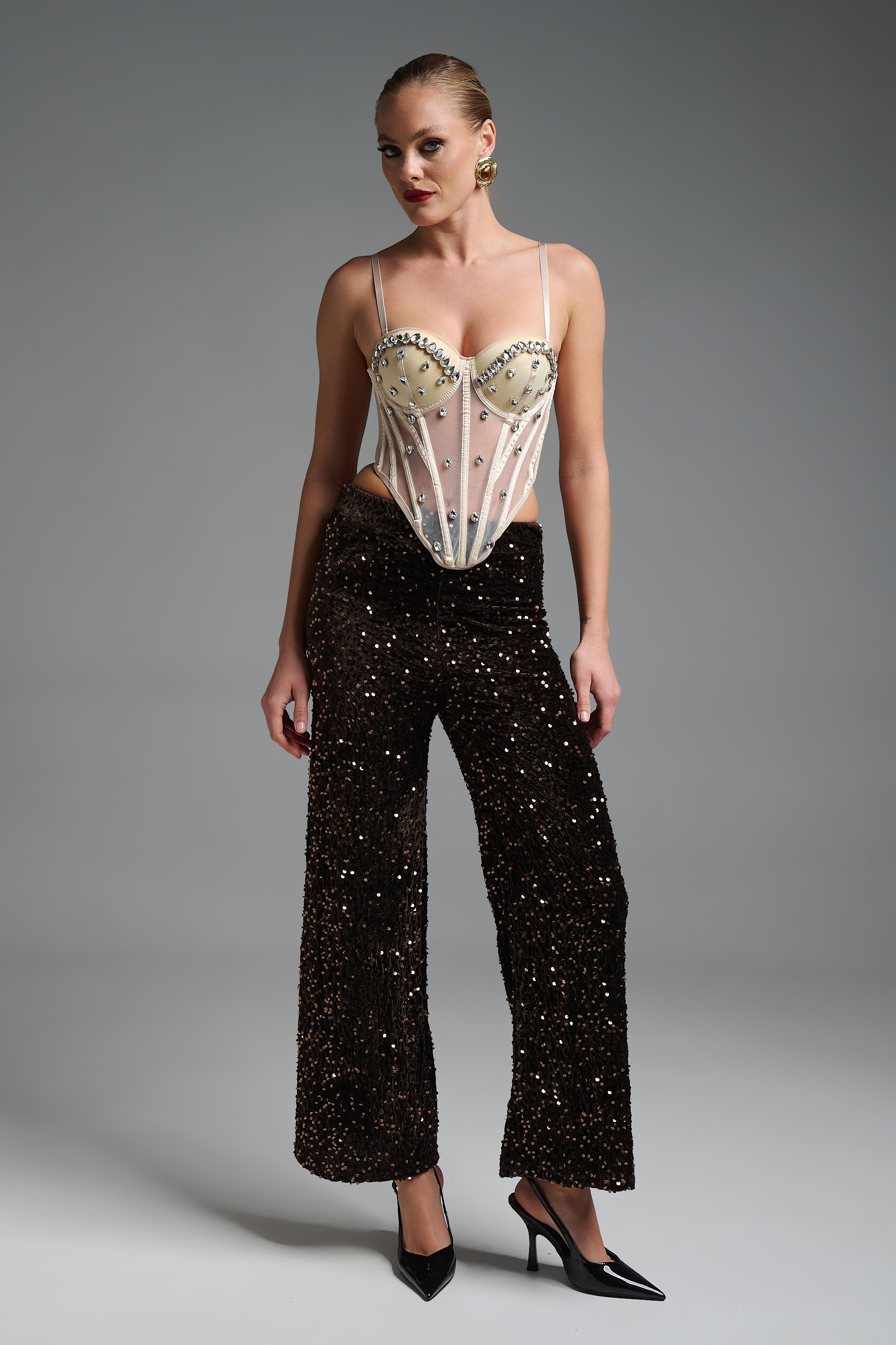 Μπούστο Κορσές Τούλι Μύτη Με Πέτρες