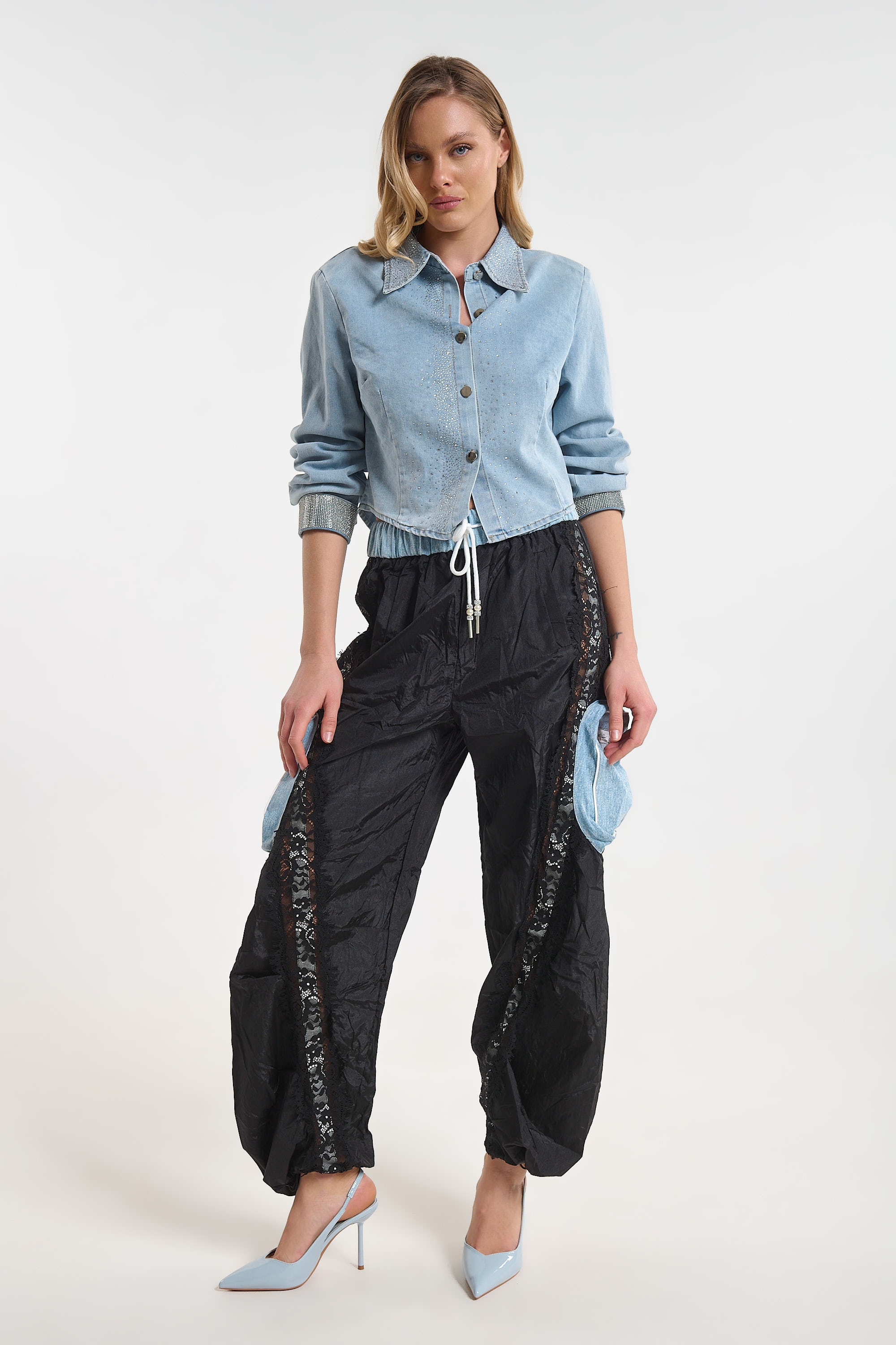 Waterproof Pants with Lace Detail