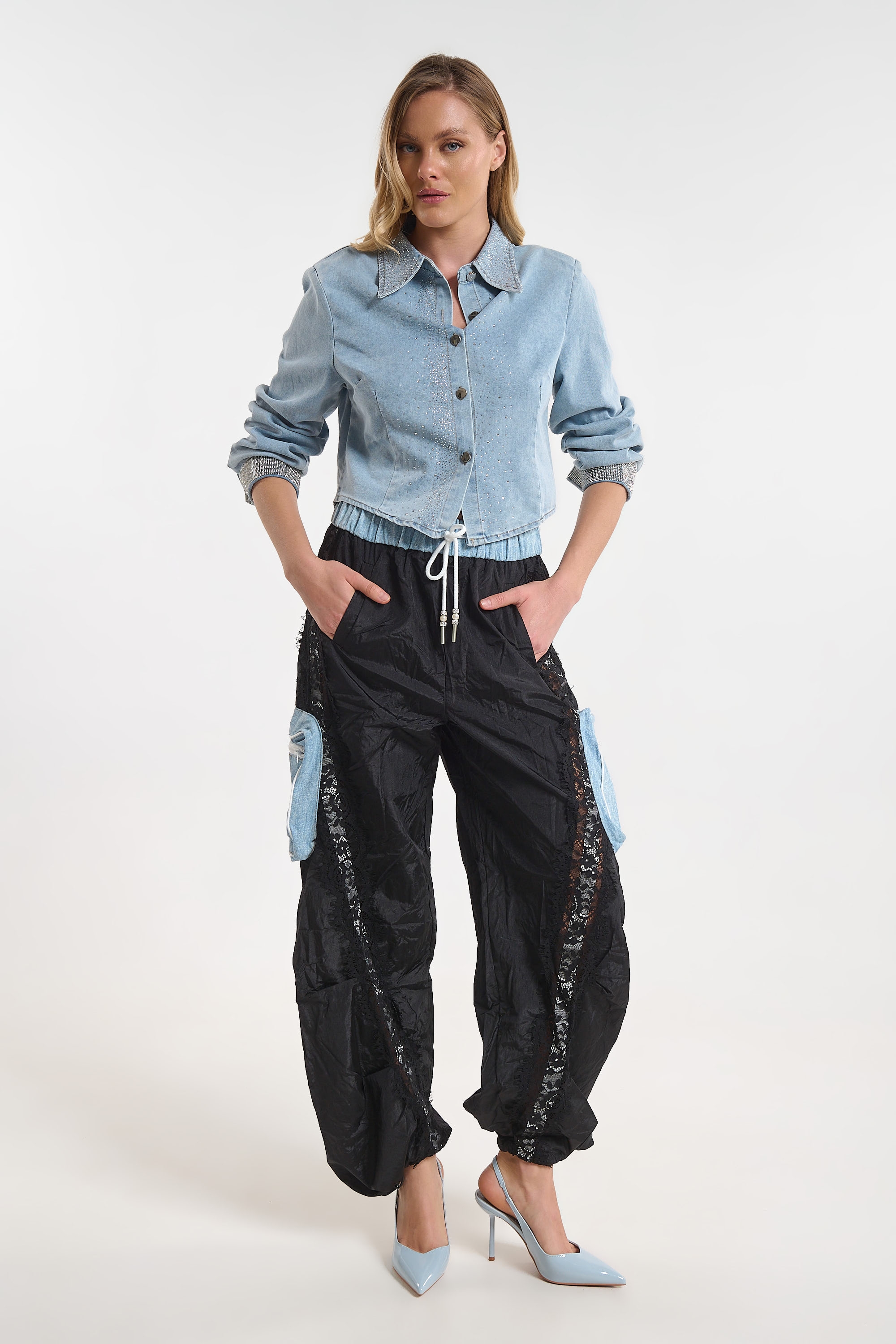 Waterproof Pants with Lace Detail