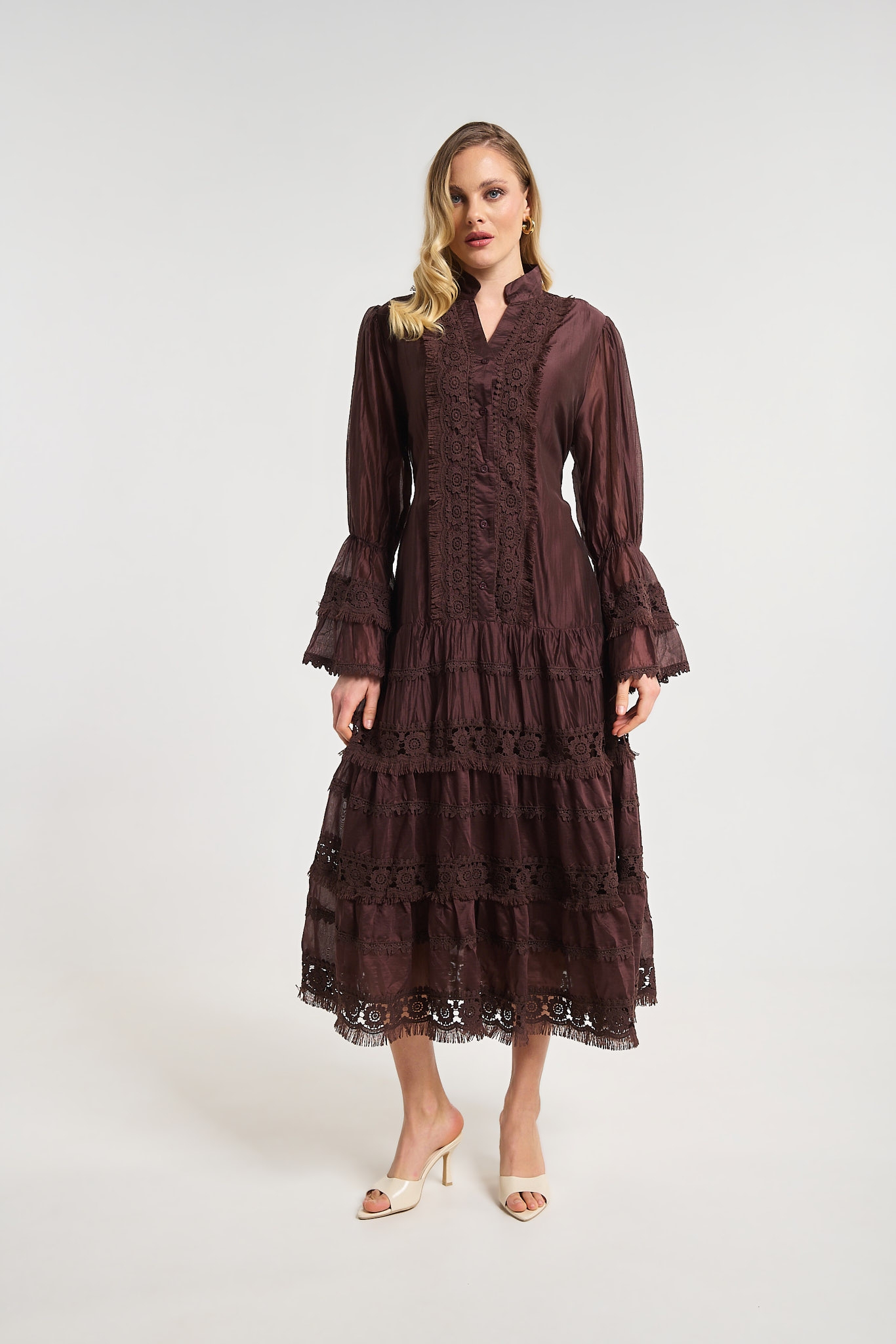 Φόρεμα Μακρύ Με Λεπτομέρεια Δαντέλα