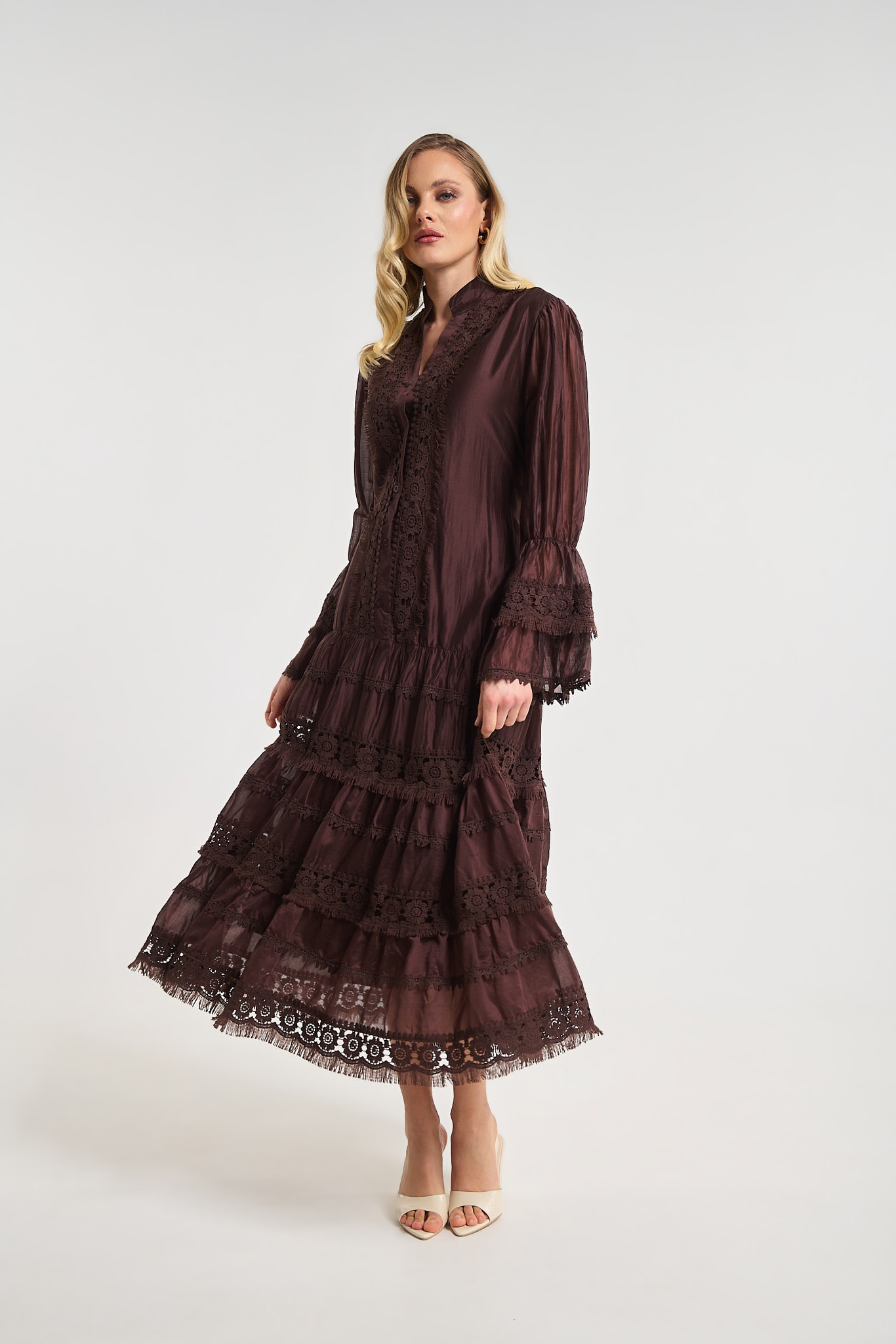 Φόρεμα Μακρύ Με Λεπτομέρεια Δαντέλα