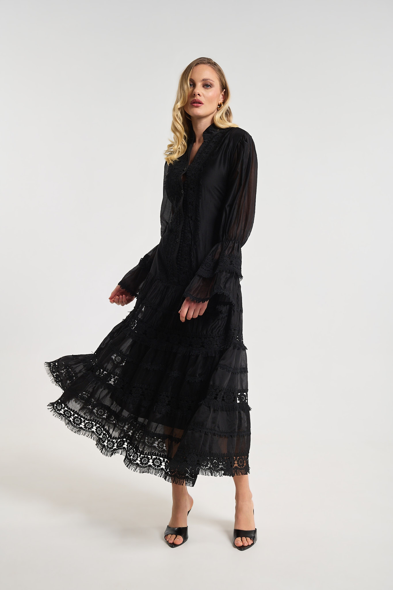 Φόρεμα Μακρύ Με Λεπτομέρεια Δαντέλα