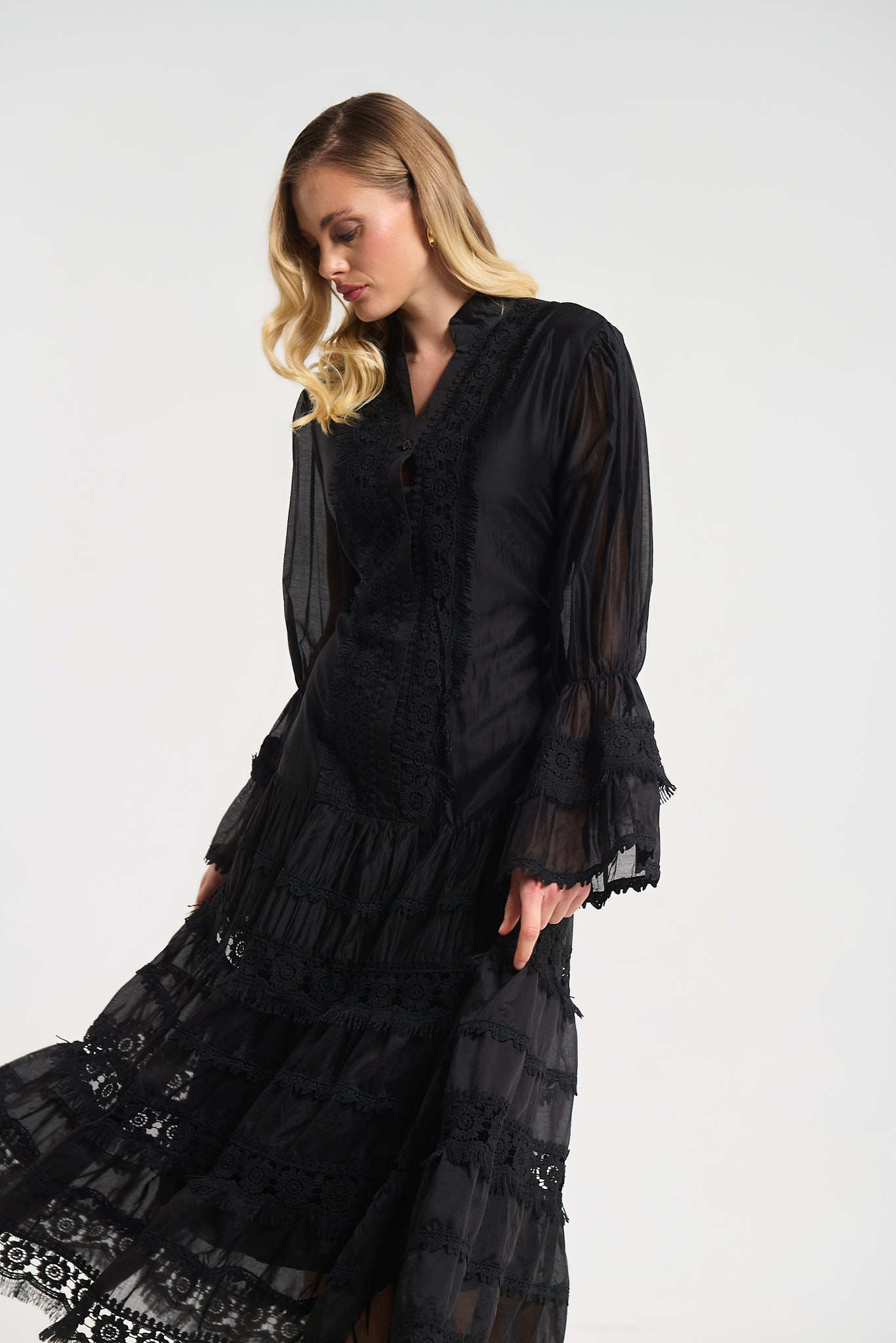 Φόρεμα Μακρύ Με Λεπτομέρεια Δαντέλα