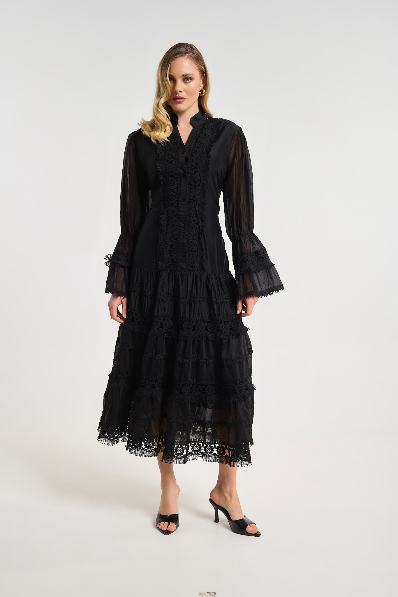 Φόρεμα Μακρύ Με Λεπτομέρεια Δαντέλα