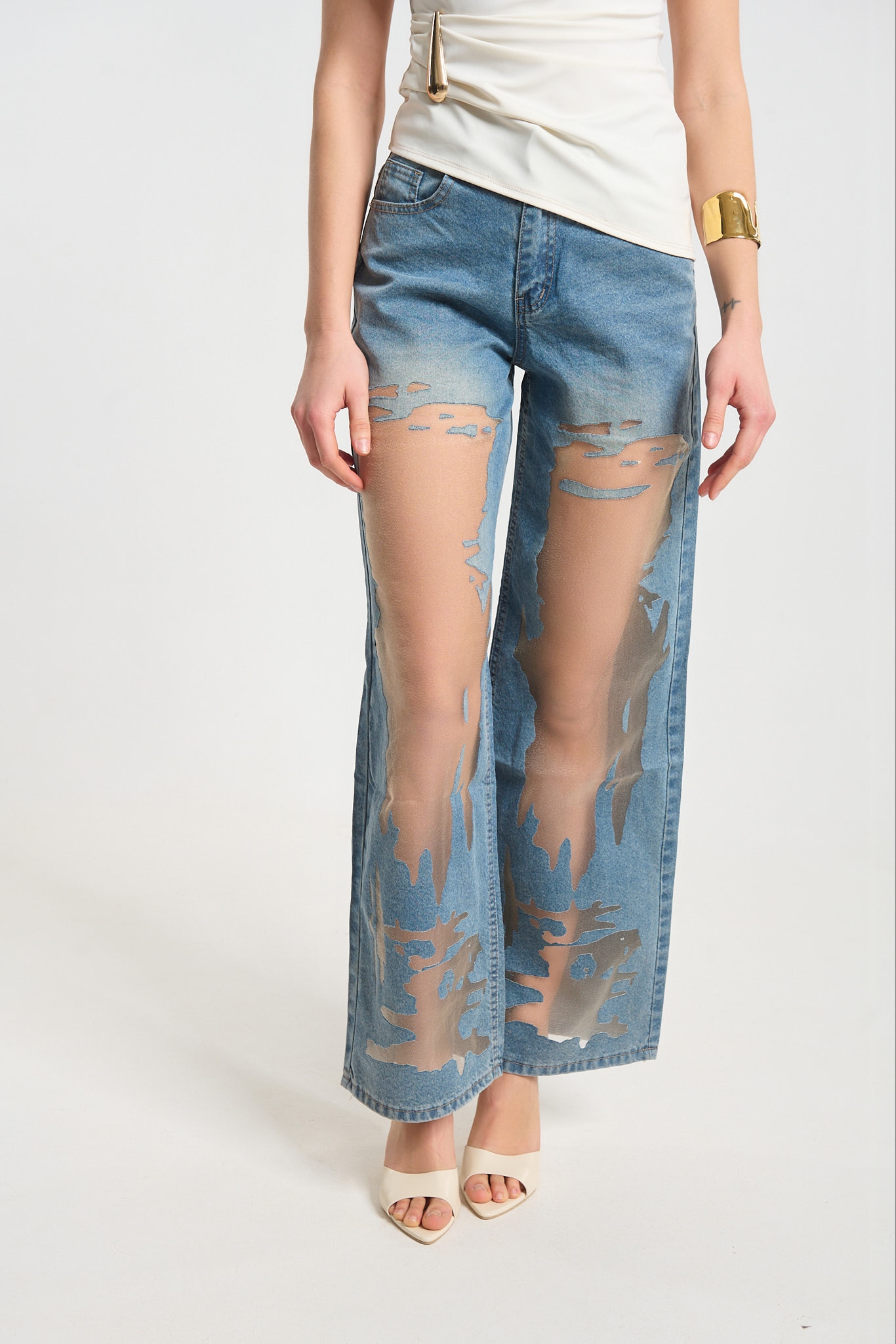 Tulle Bell-Bottomed Jeans