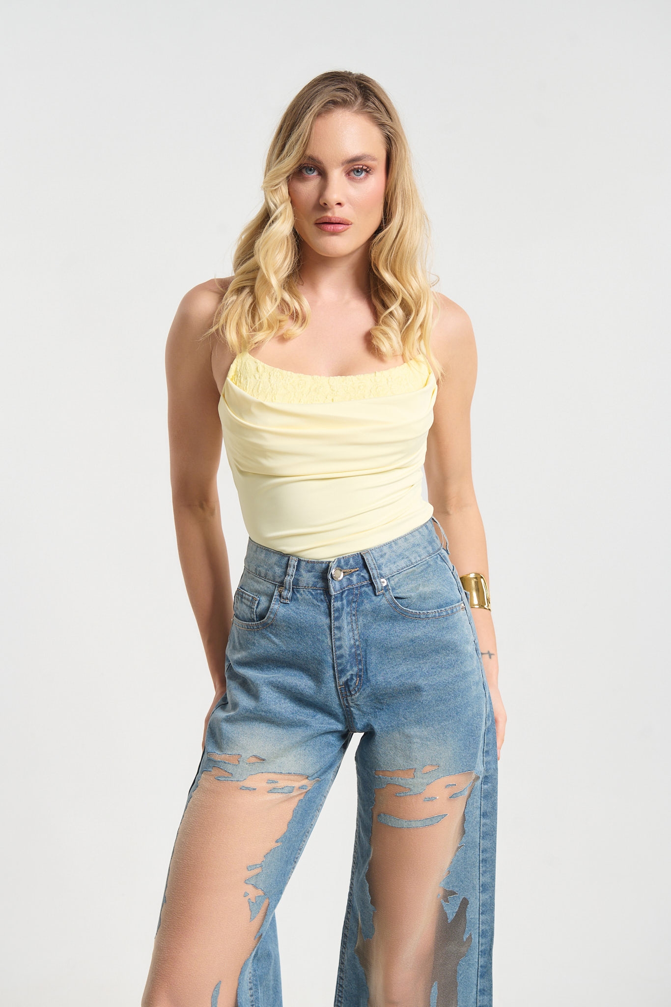 Tulle Bell-Bottomed Jeans