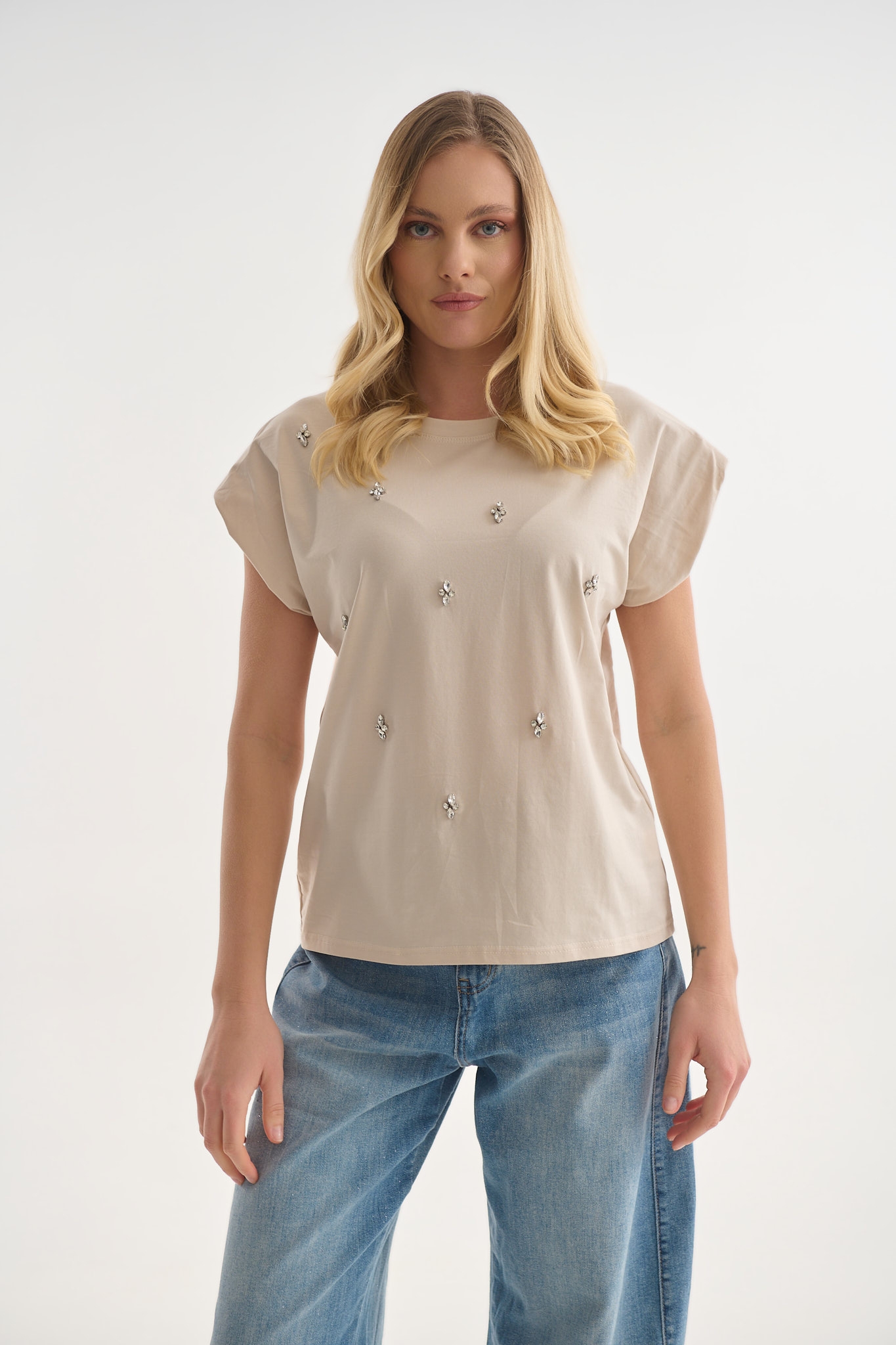 T-shirt με Διακοσμητικά Στρας