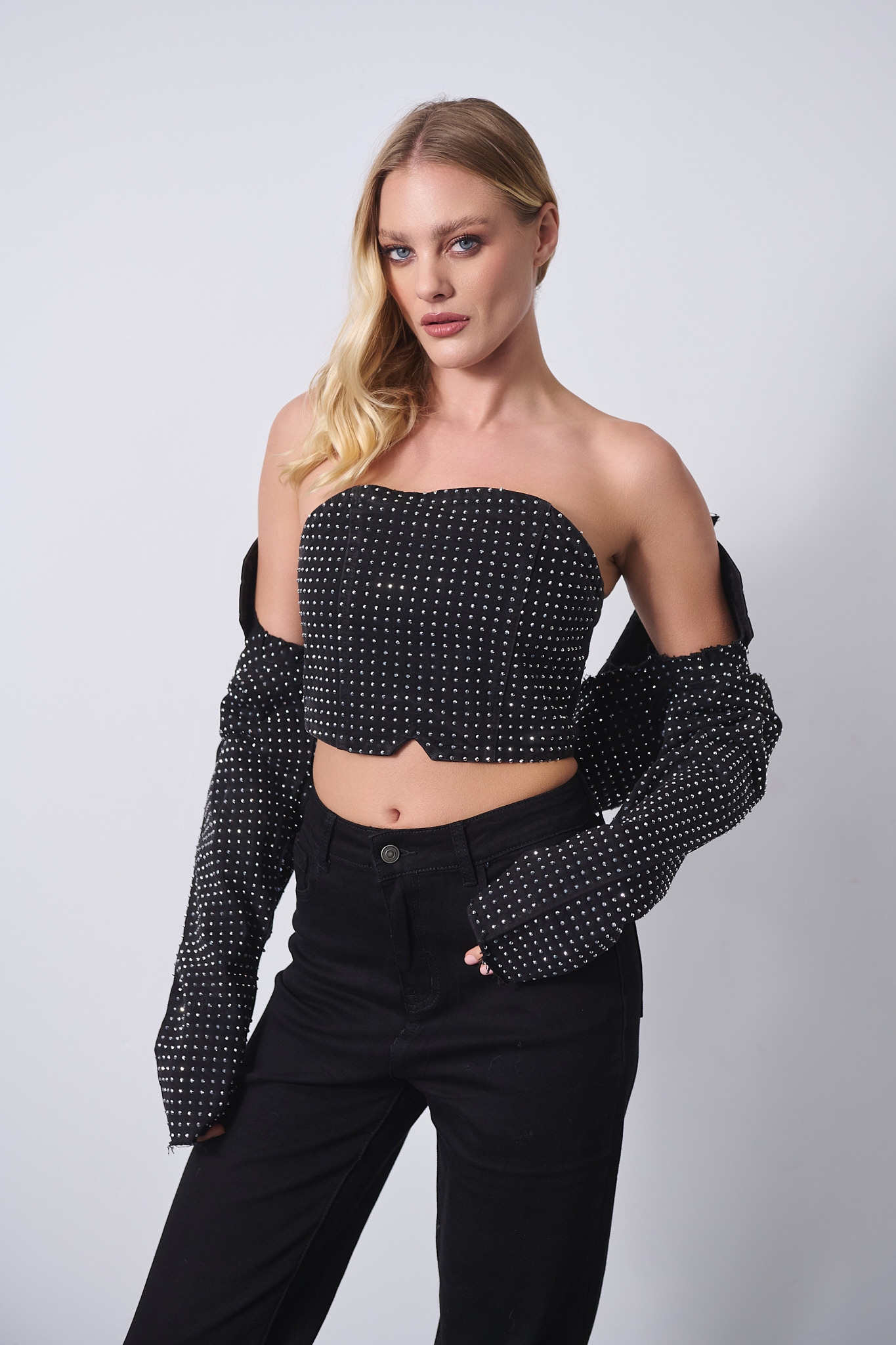 Σετ Μπούστο Μπουφάν Τζιν Στρας