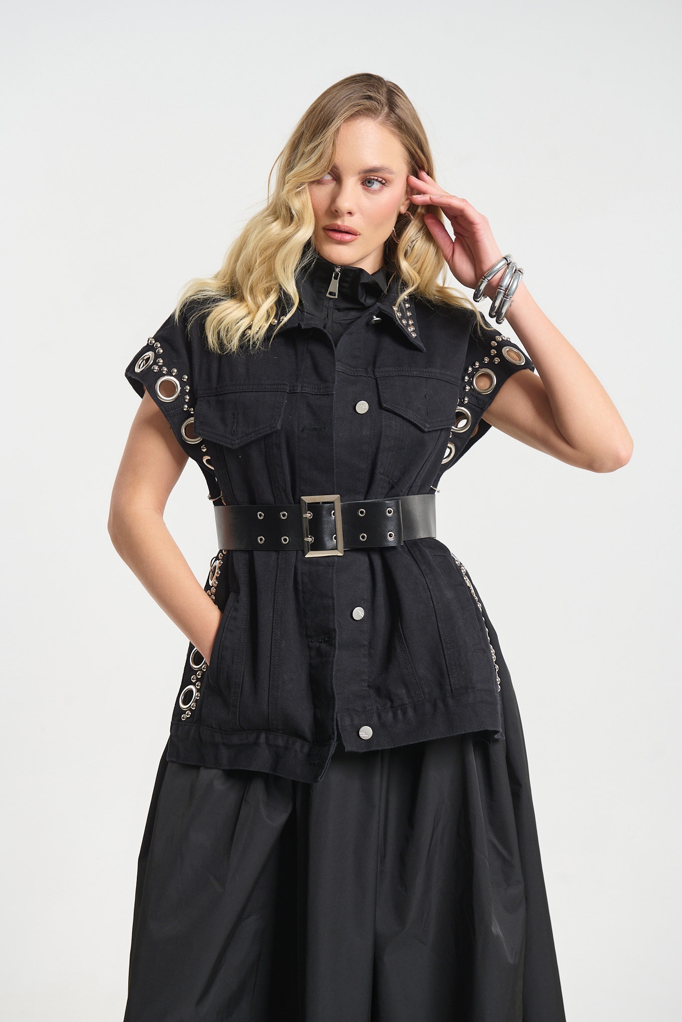 Γιλέκο Τζιν Με Μπίλιες Ρέλι