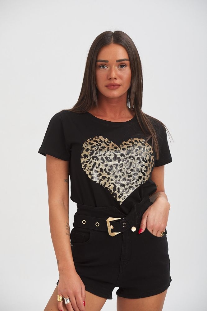 T-Shirt Leopard Heart