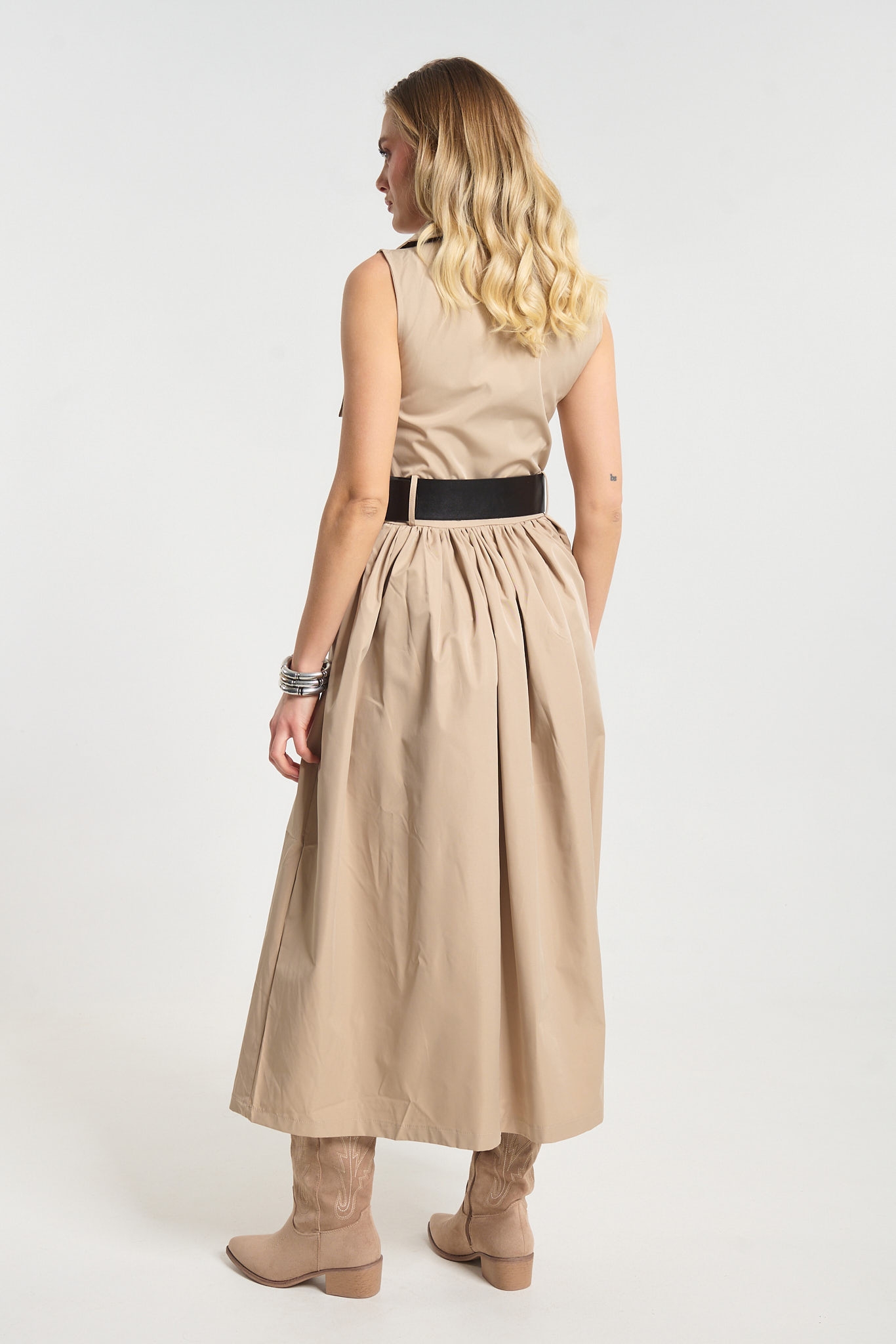 Φόρεμα Midi Αμάνικο Με Φερμουάρ