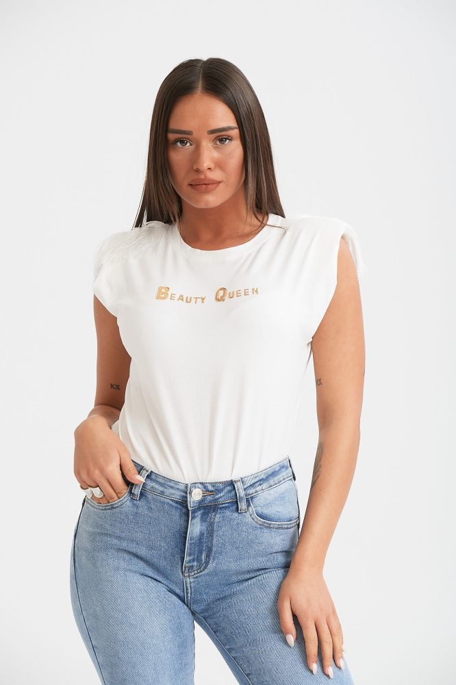 T-Shirt Beauty Queen Με Κρόσια Ώμο