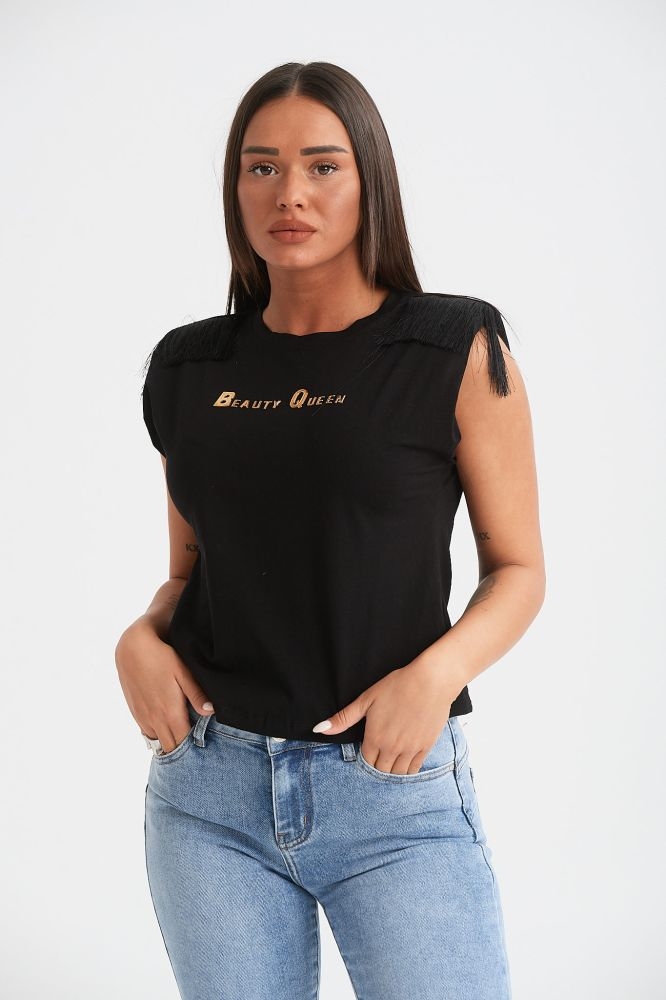 T-Shirt Beauty Queen Με Κρόσια Ώμο