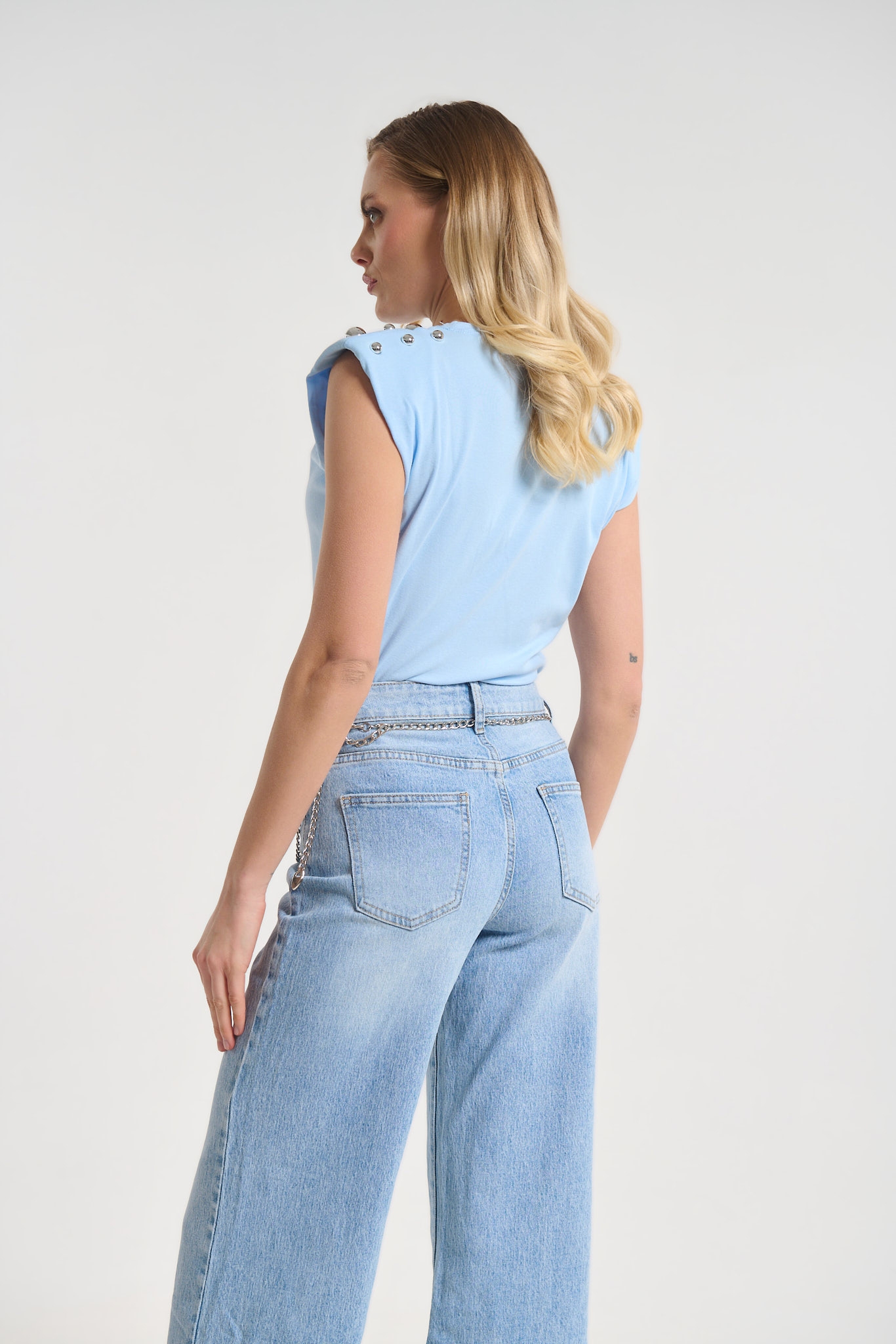 T-shirt Με Βάτες & Τρουκ Στους Ώμους