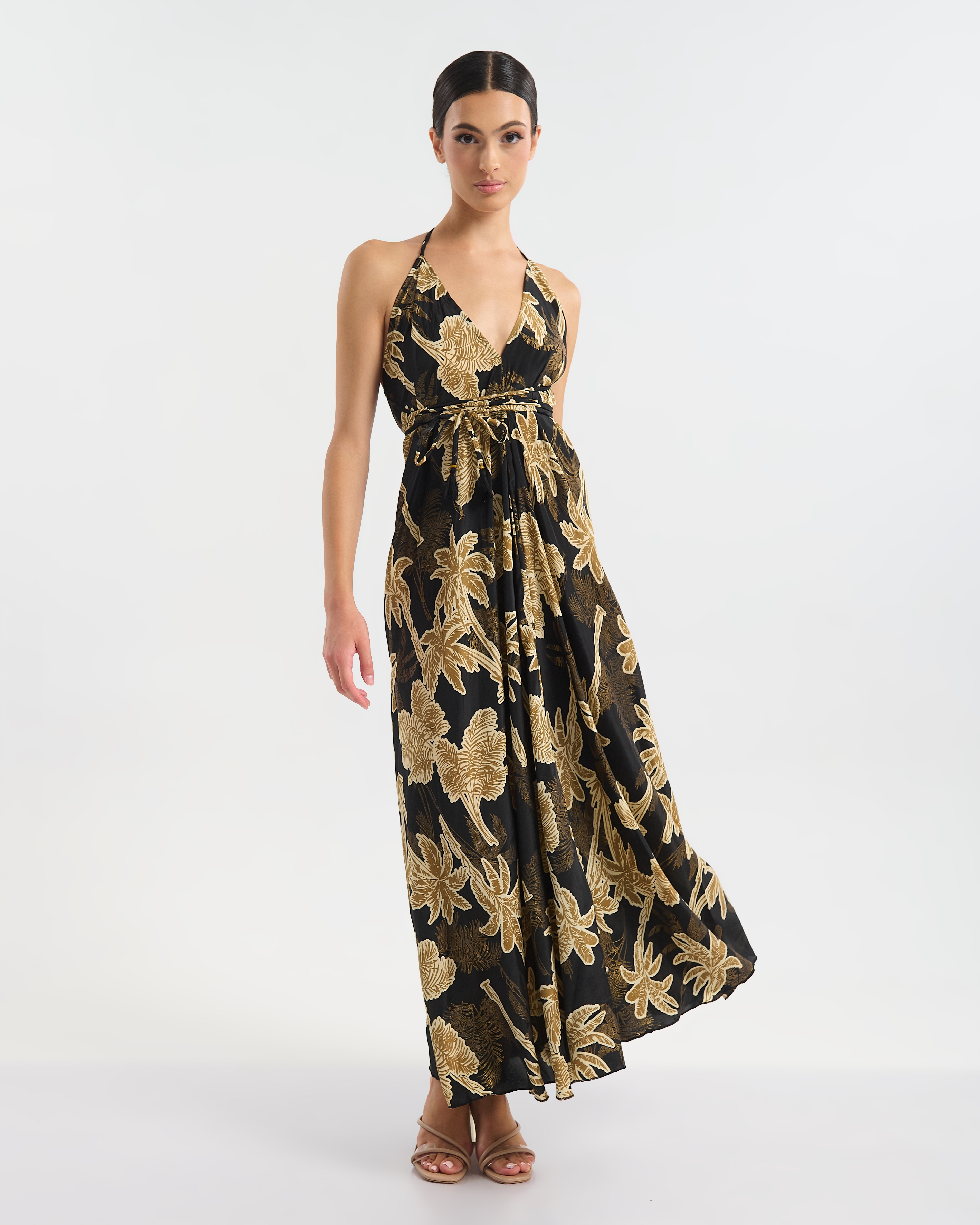 Ble Collection Φόρεμα Μακρύ Δετό Με Print