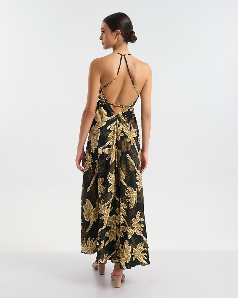 Ble Collection Φόρεμα Μακρύ Δετό Με Print