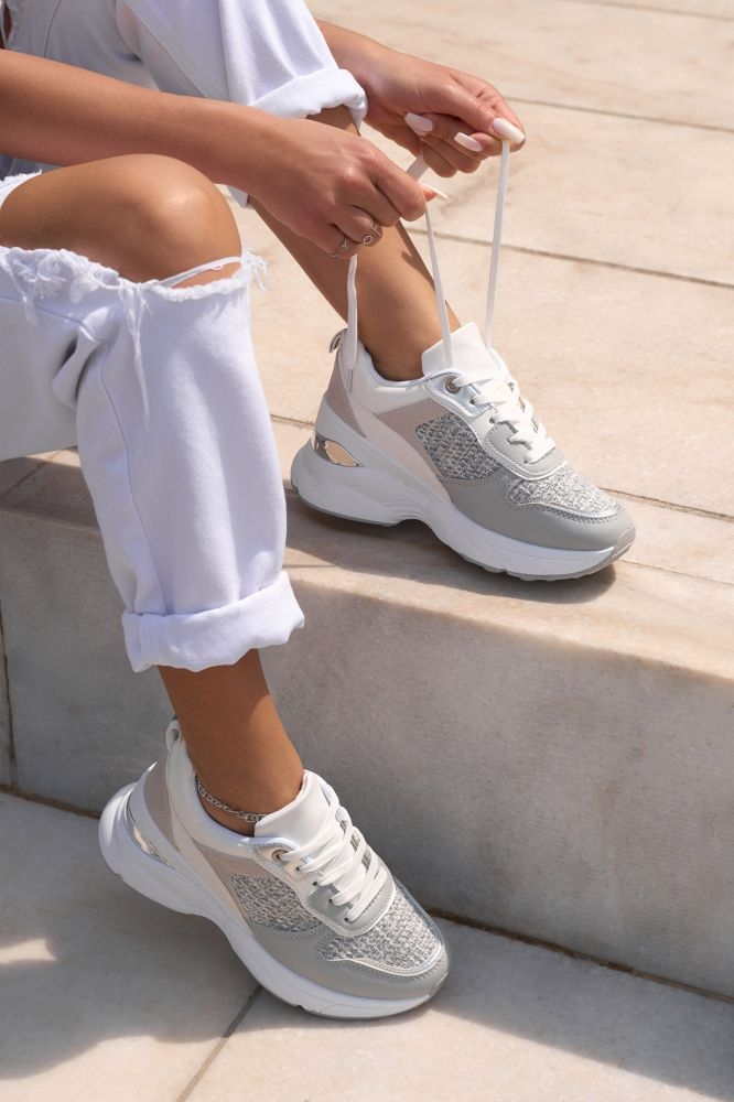 Knit Detailed Lace Up Sneakers