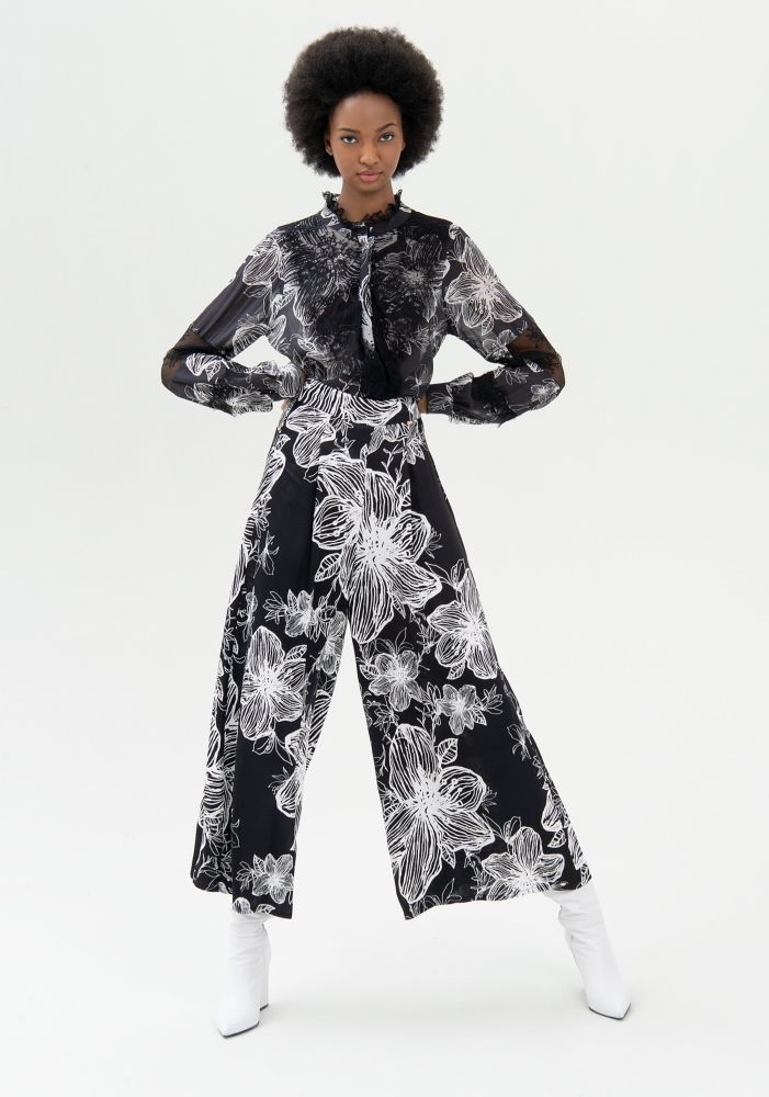 Fracomina Σατέν Φλοράλ Παντελόνα