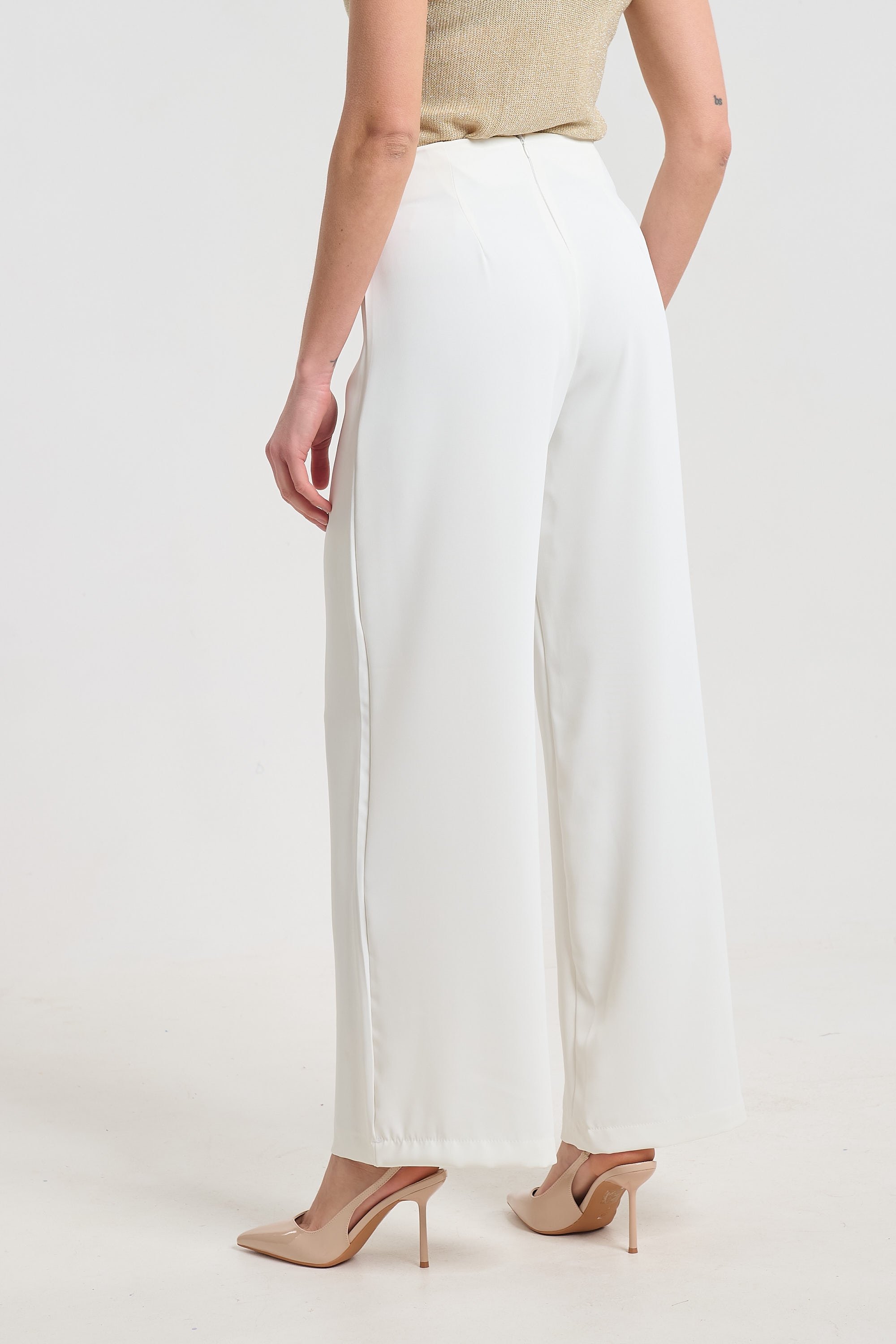 Kelly’s Elegant Pants with Rhinestone Button Detail