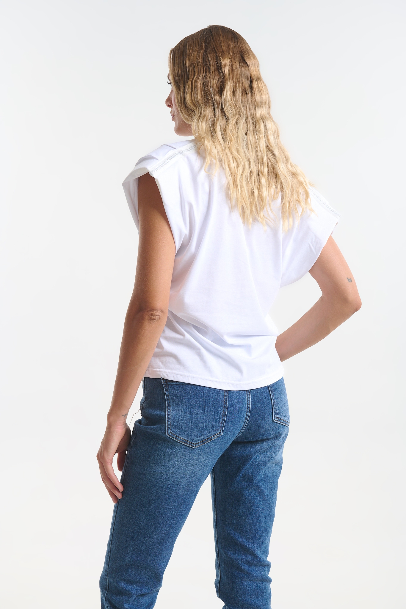 Kelly's Women’s Top with Shoulder Pads & Rhinestones