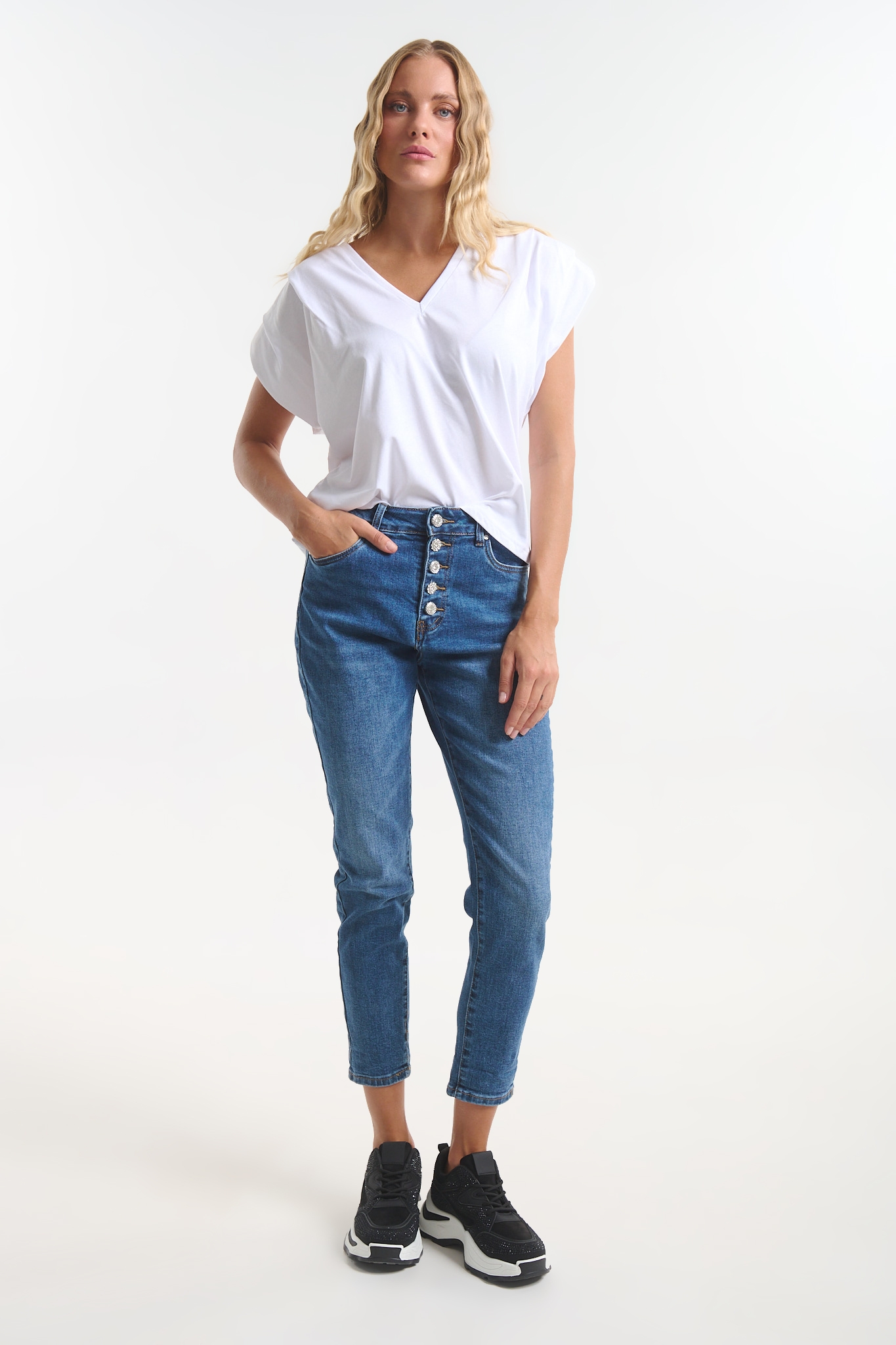 Kelly's Women’s Top with Shoulder Pads & Rhinestones