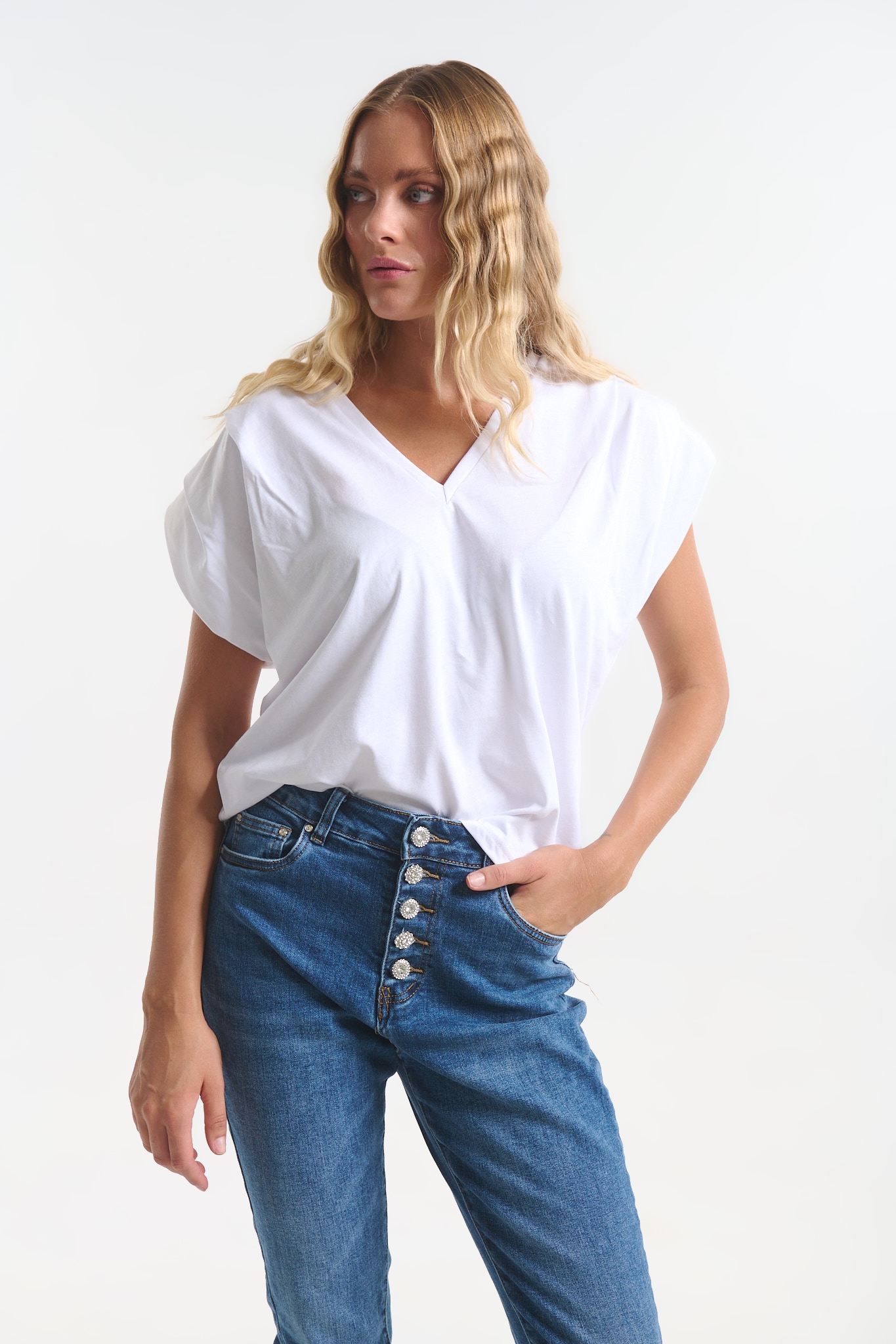 Kelly's Women’s Top with Shoulder Pads & Rhinestones