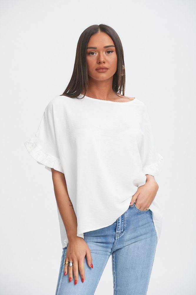 Μπλούζα Με Βολάν Στα Μανίκια