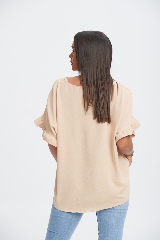Μπλούζα Με Βολάν Στα Μανίκια