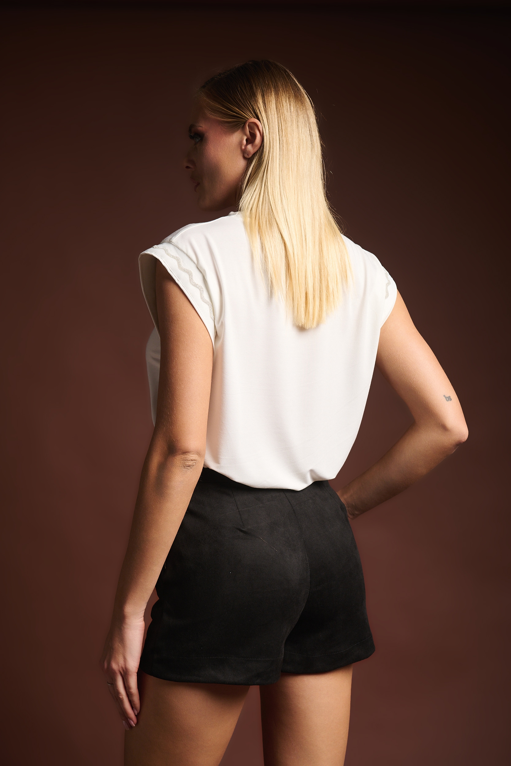 Kelly's T-Shirt Αμάνικο Στρας Μανίκι