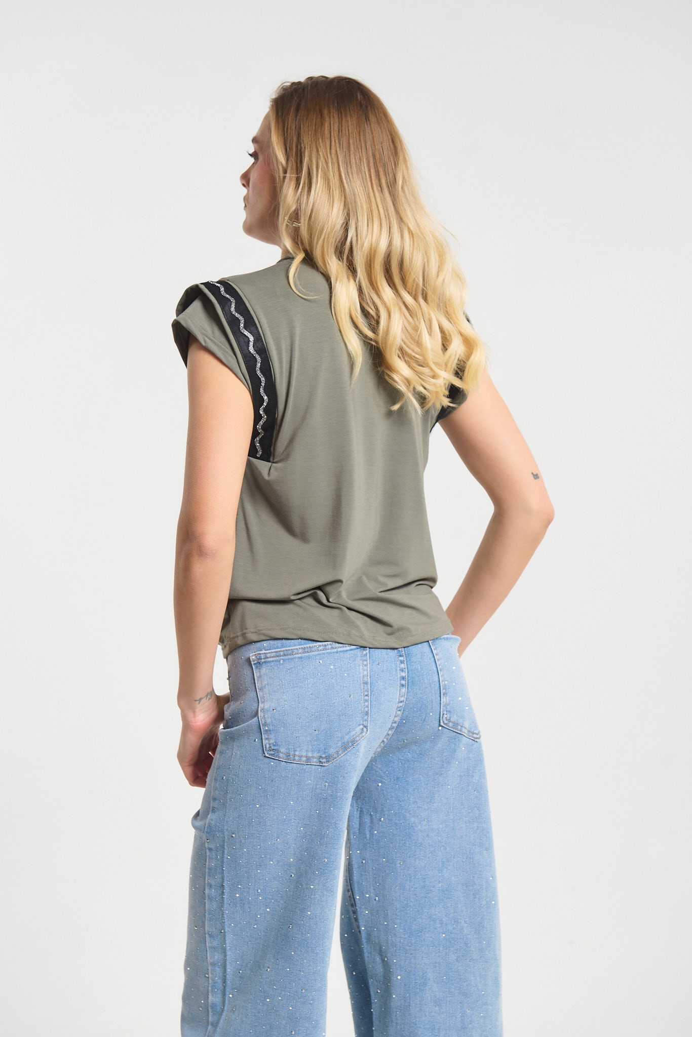 Kelly's Rhinestoned Double Sleeve T-Shirt