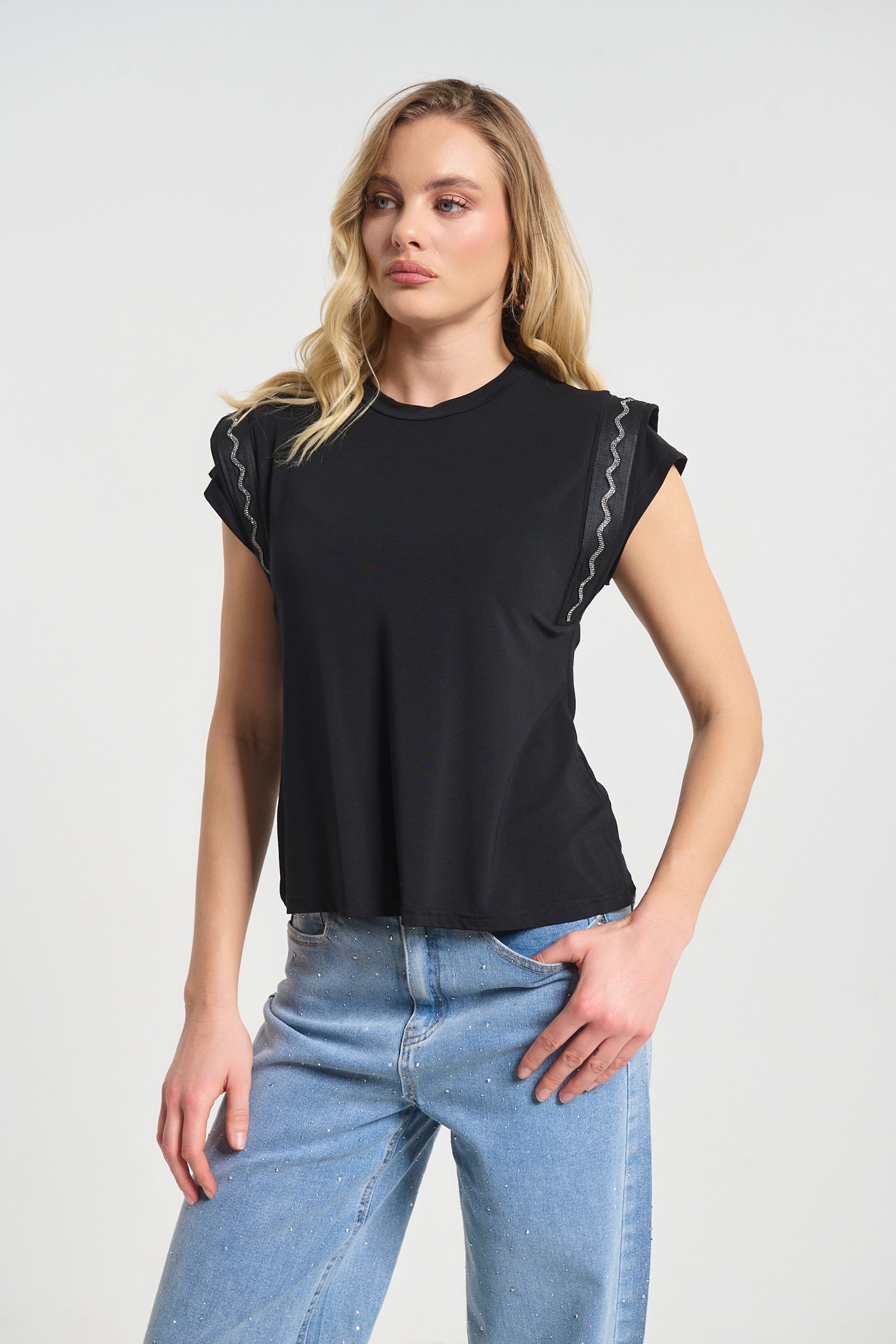 Kelly's Rhinestoned Double Sleeve T-Shirt