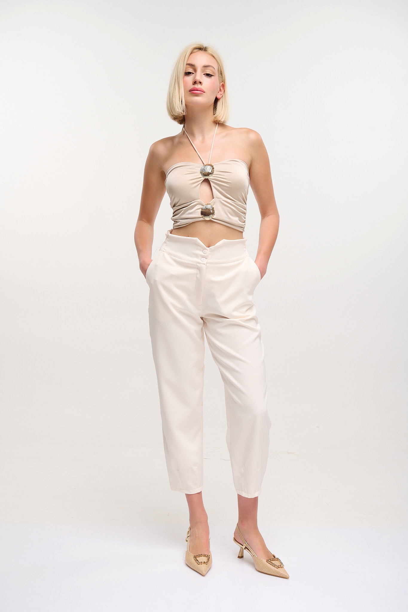 Kelly's Παντελόνι με Κουμπιά & Λάστιχο