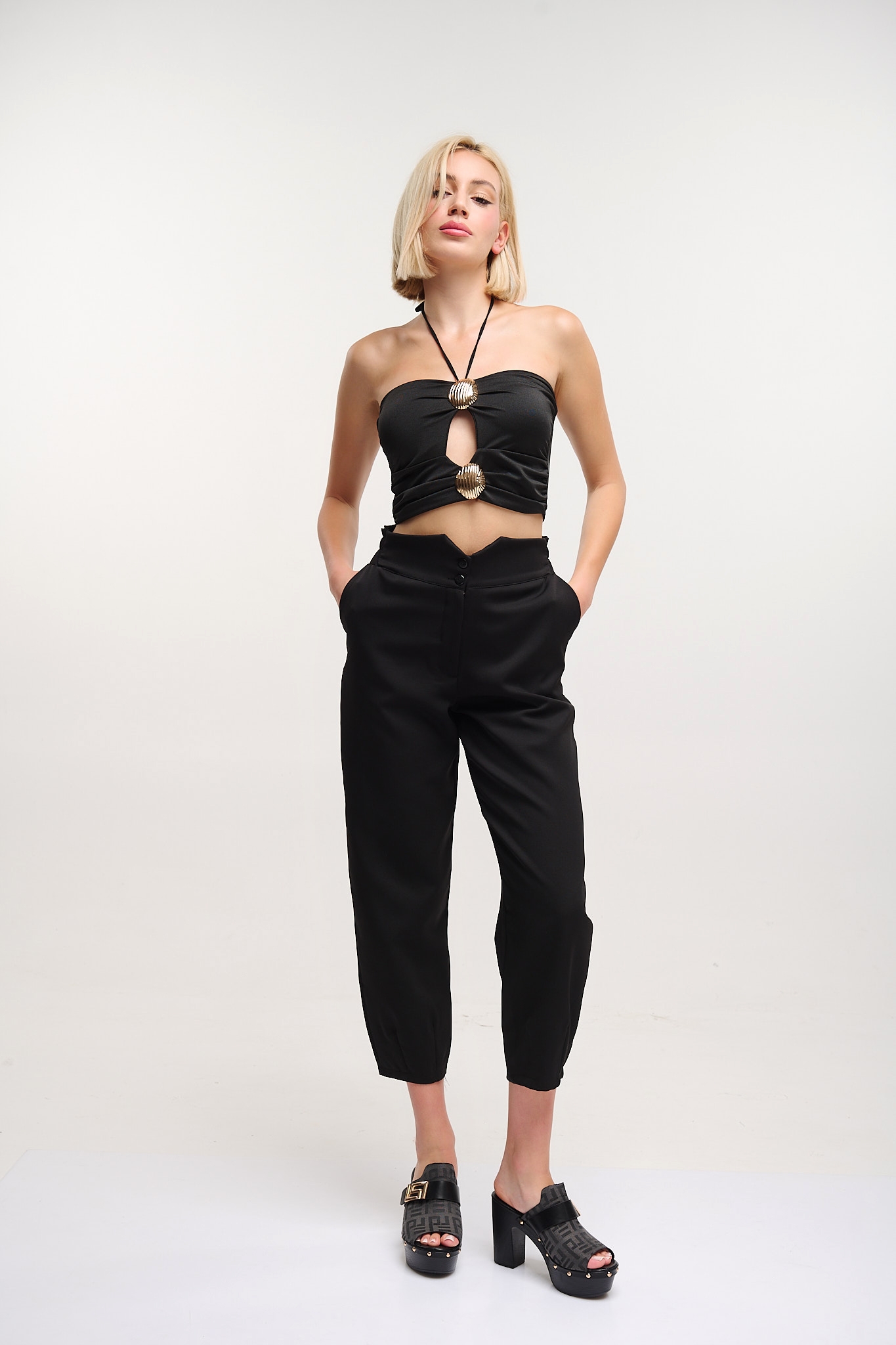 Kelly's Παντελόνι με Κουμπιά & Λάστιχο