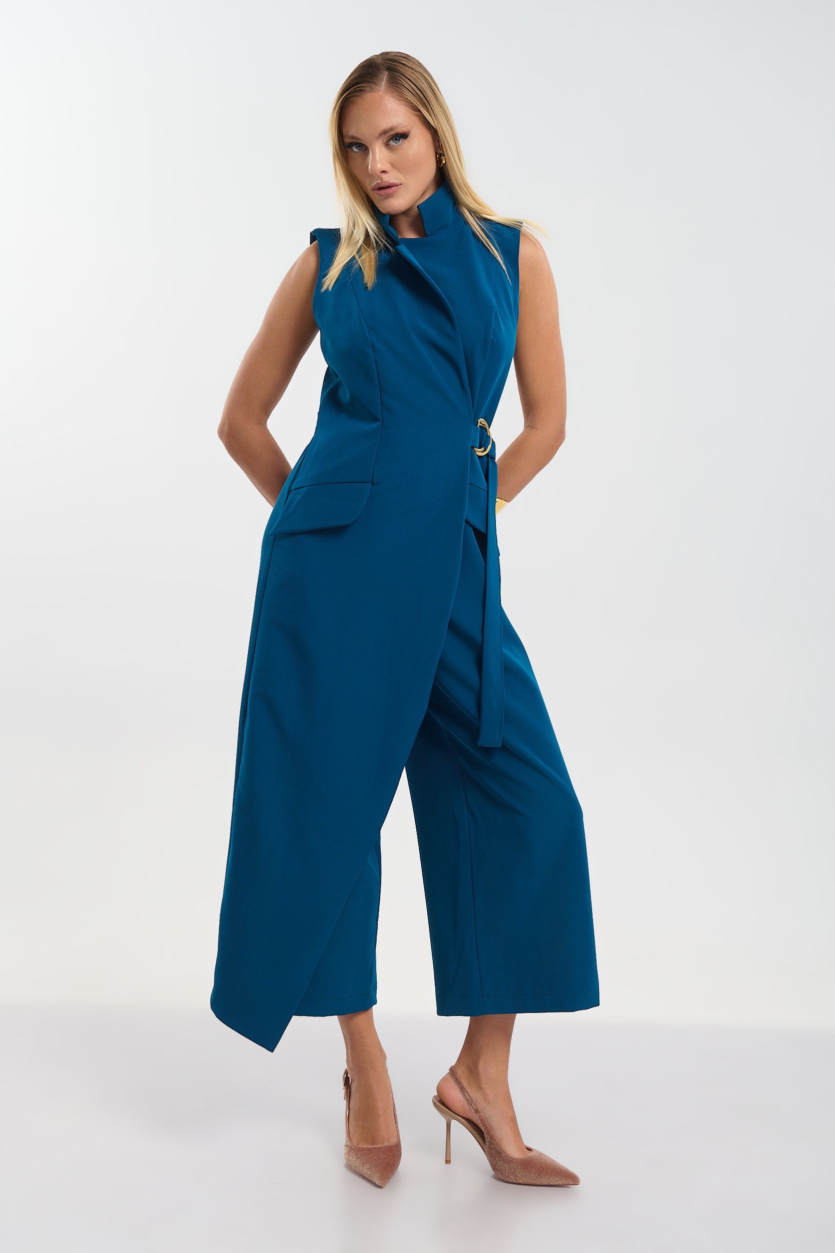 Kelly’s Ολόσωμη Αμάνικη Φόρμα Κρουαζέ με Δέσιμο &