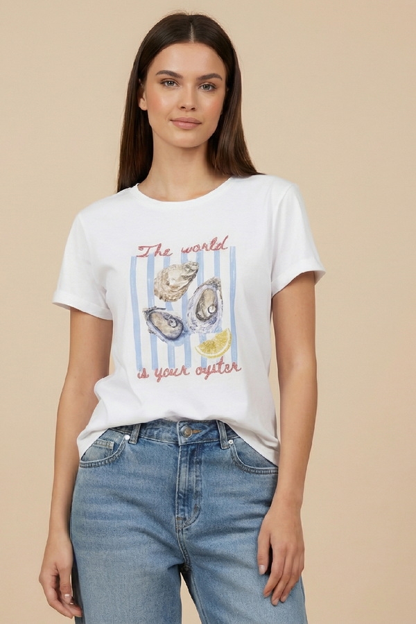 DE JAVU Women’s Oyster Print T-Shirt