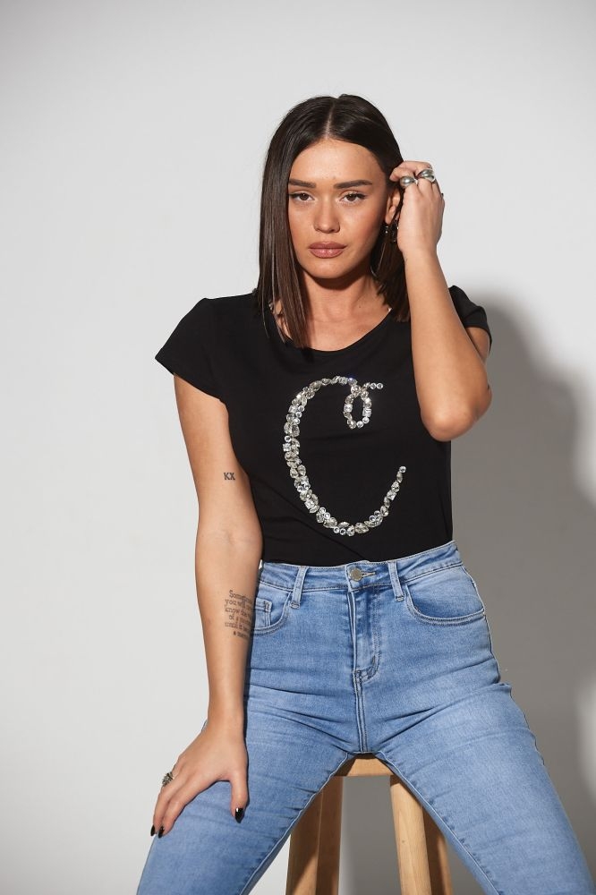 T-Shirt C Με Πετράδια