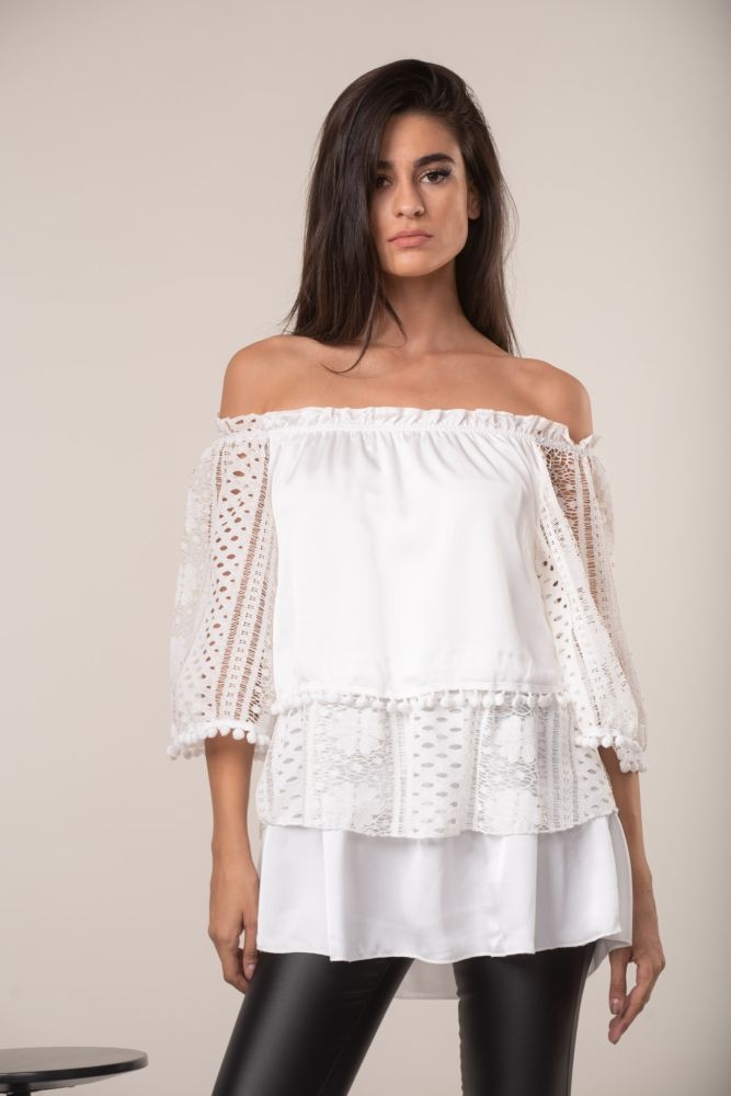 De Javu Μπλούζα με Δανδέλα Στα Μανίκια