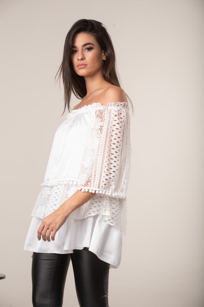 De Javu Μπλούζα με Δανδέλα Στα Μανίκια