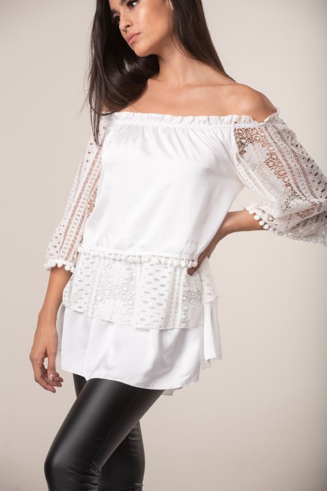 De Javu Μπλούζα με Δανδέλα Στα Μανίκια