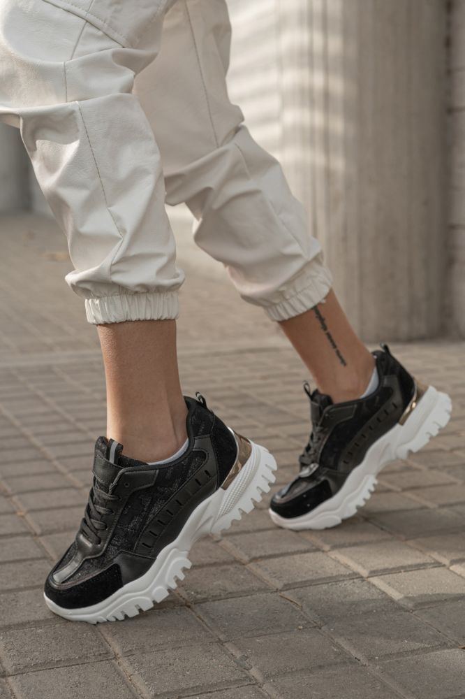 Gold Detailed Lace Up Sneakers