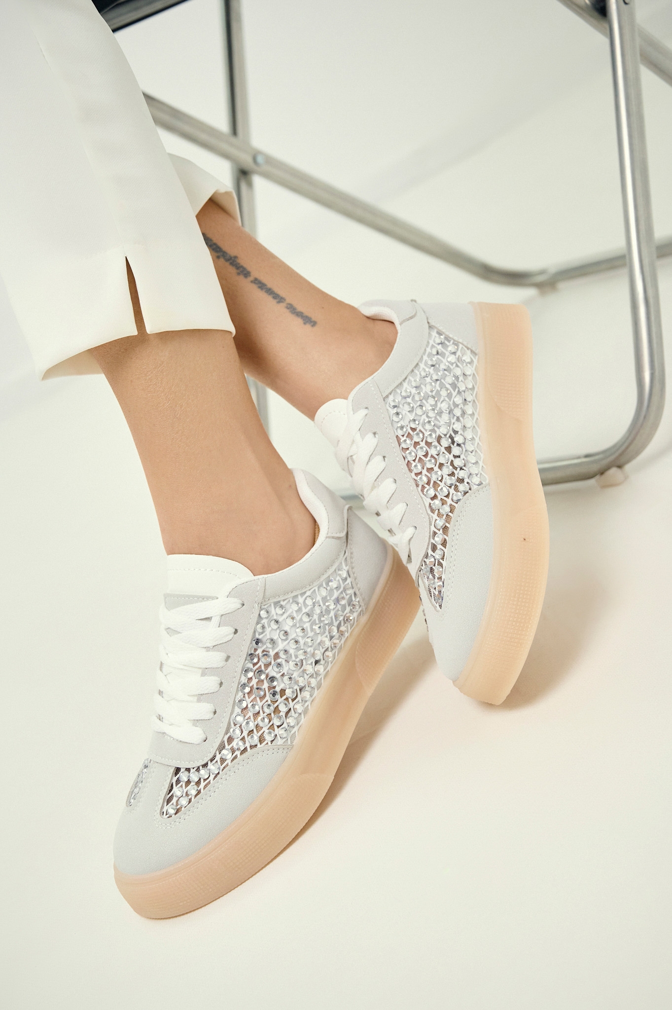 Sneakers Με Στρας & Mesh