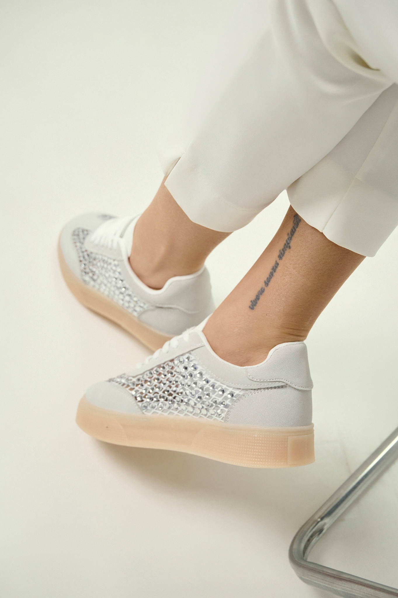 Sneakers Με Στρας & Mesh