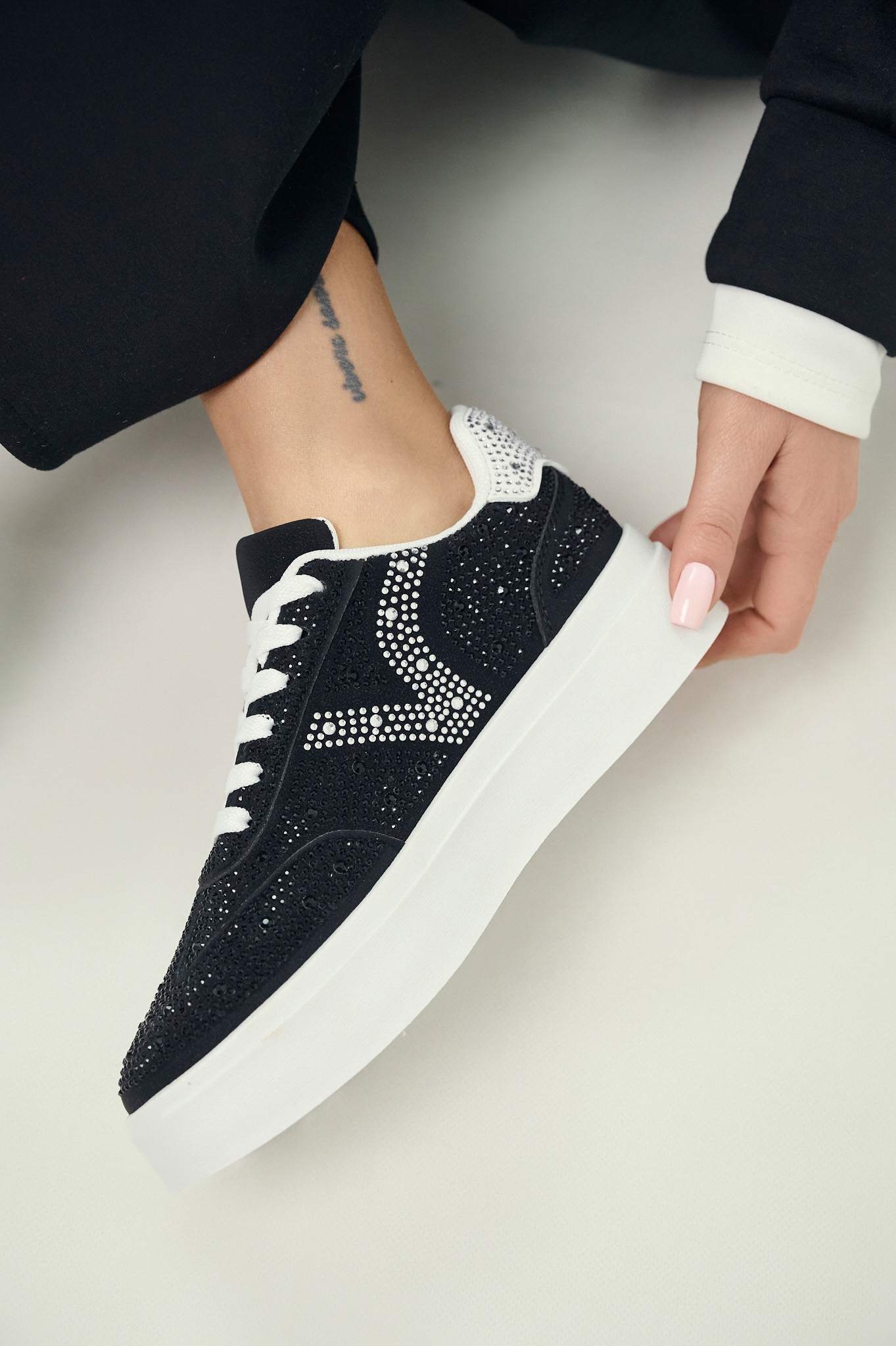 Platform Sneakers with Strass Logo