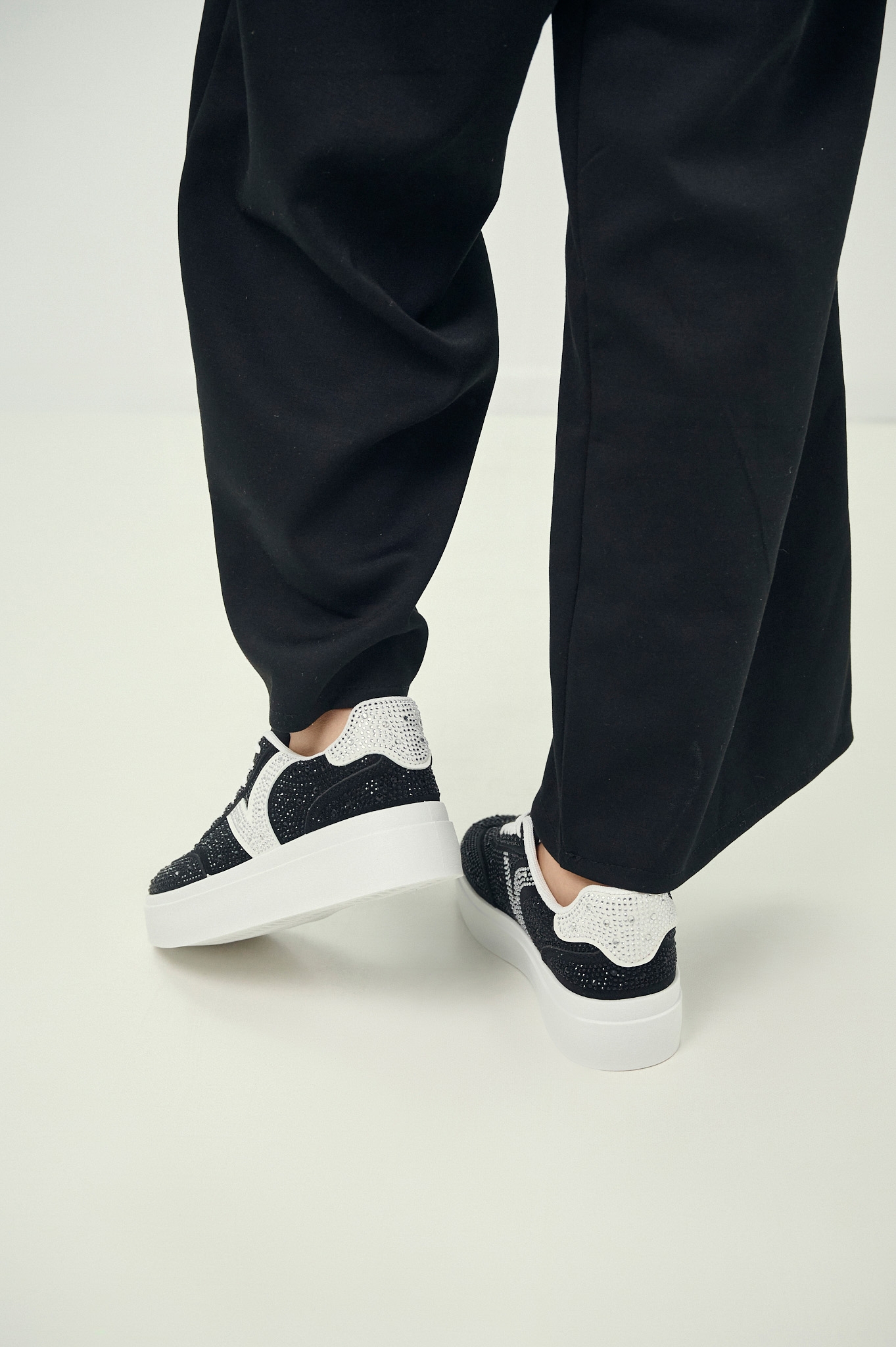 Platform Sneakers with Strass Logo