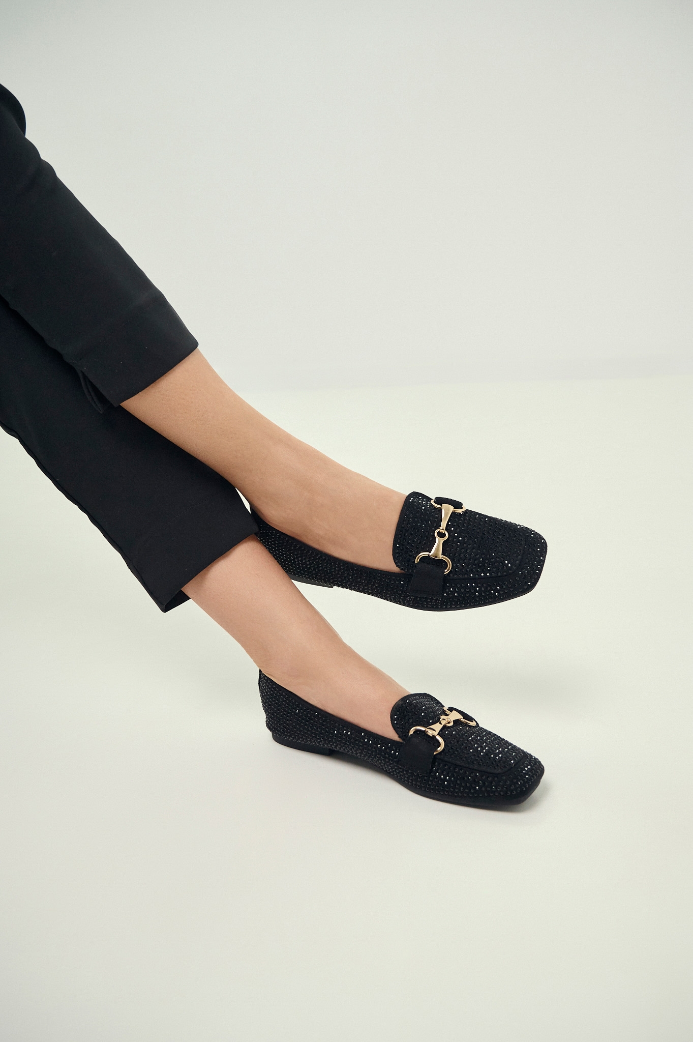 Women’s Suede Loafers with Rhinestone Details