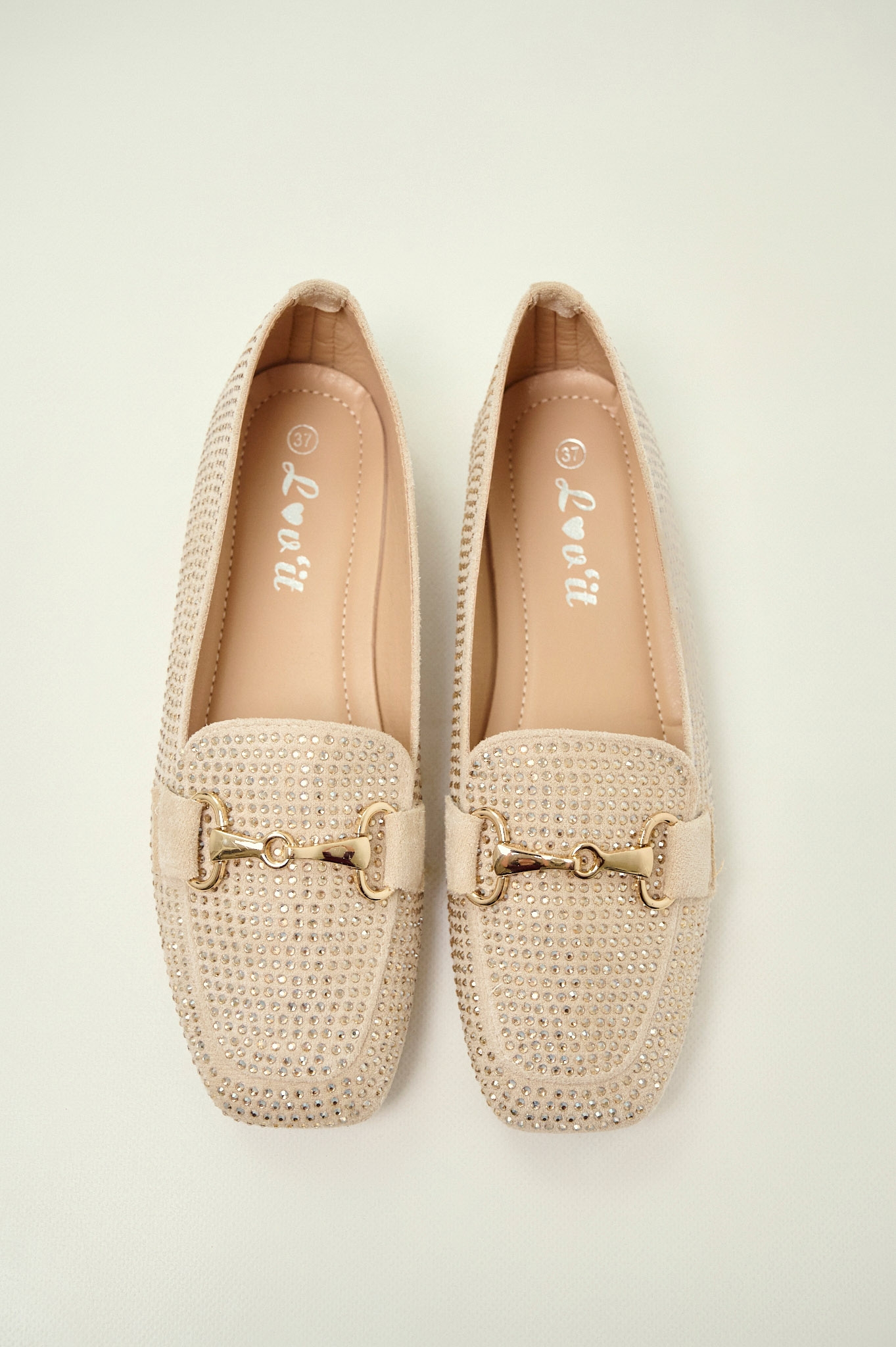 Women’s Suede Loafers with Rhinestone Details