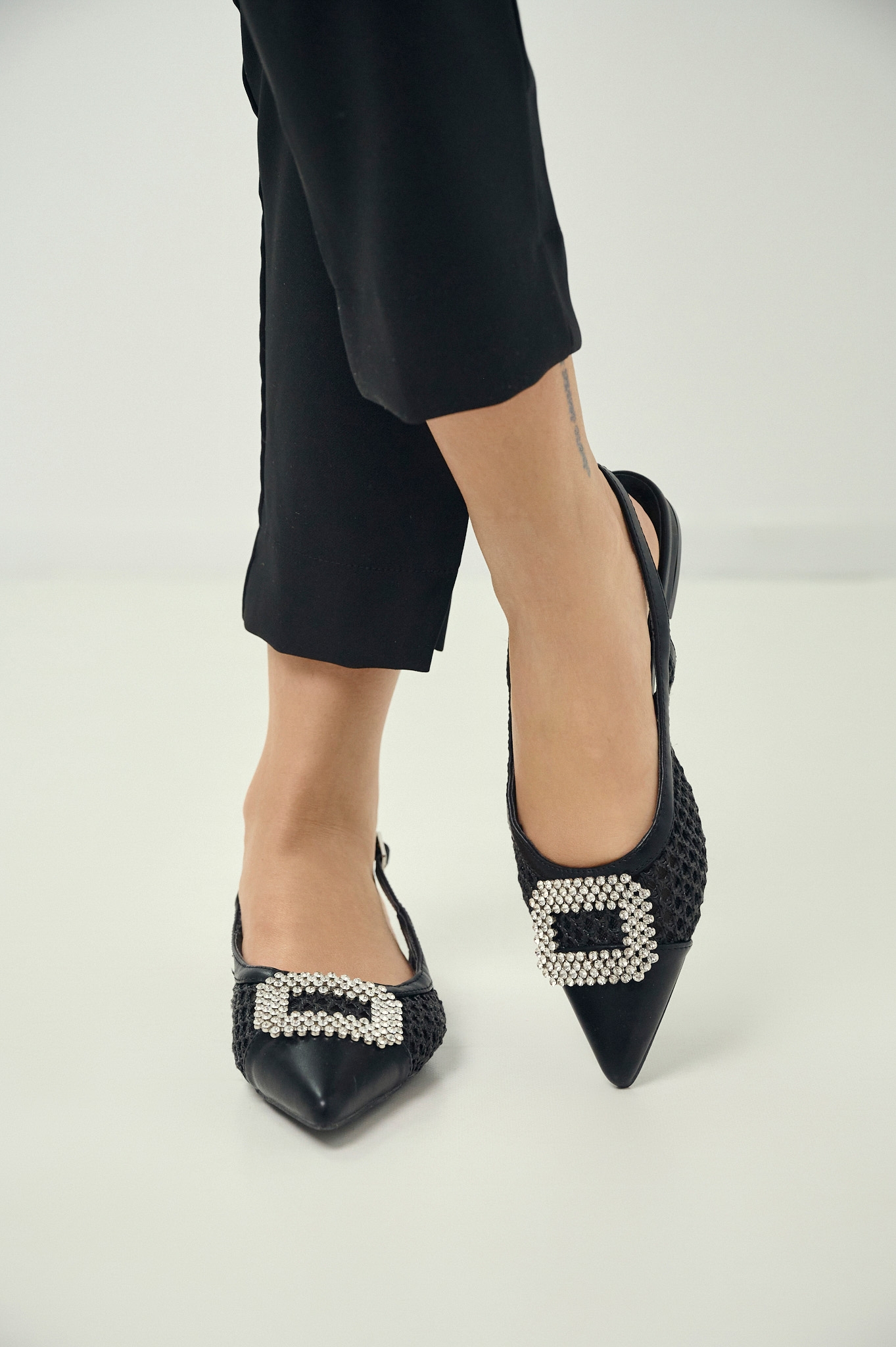 Women’s Slingback Mules with Rhinestone Buckle