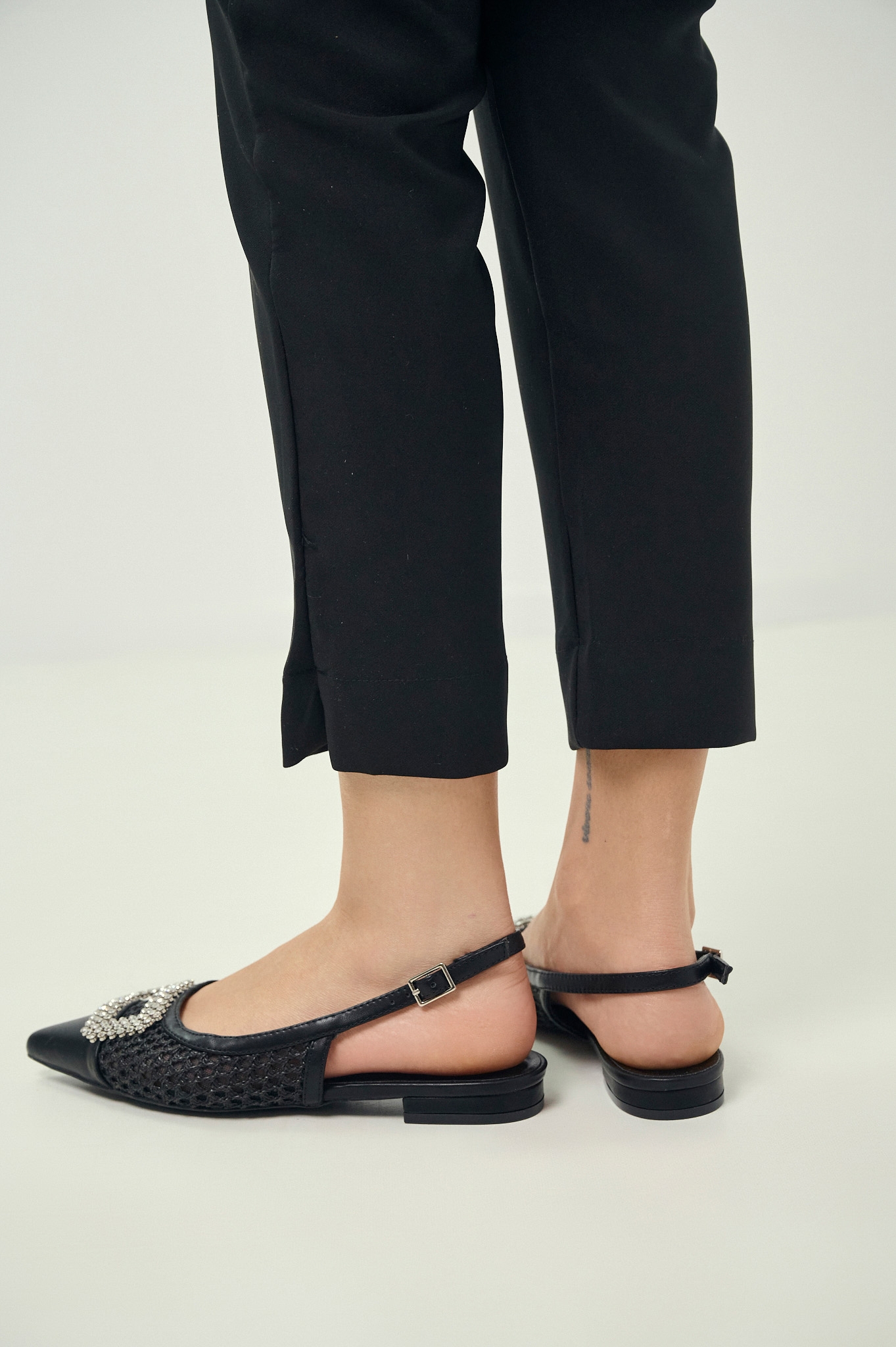 Women’s Slingback Mules with Rhinestone Buckle