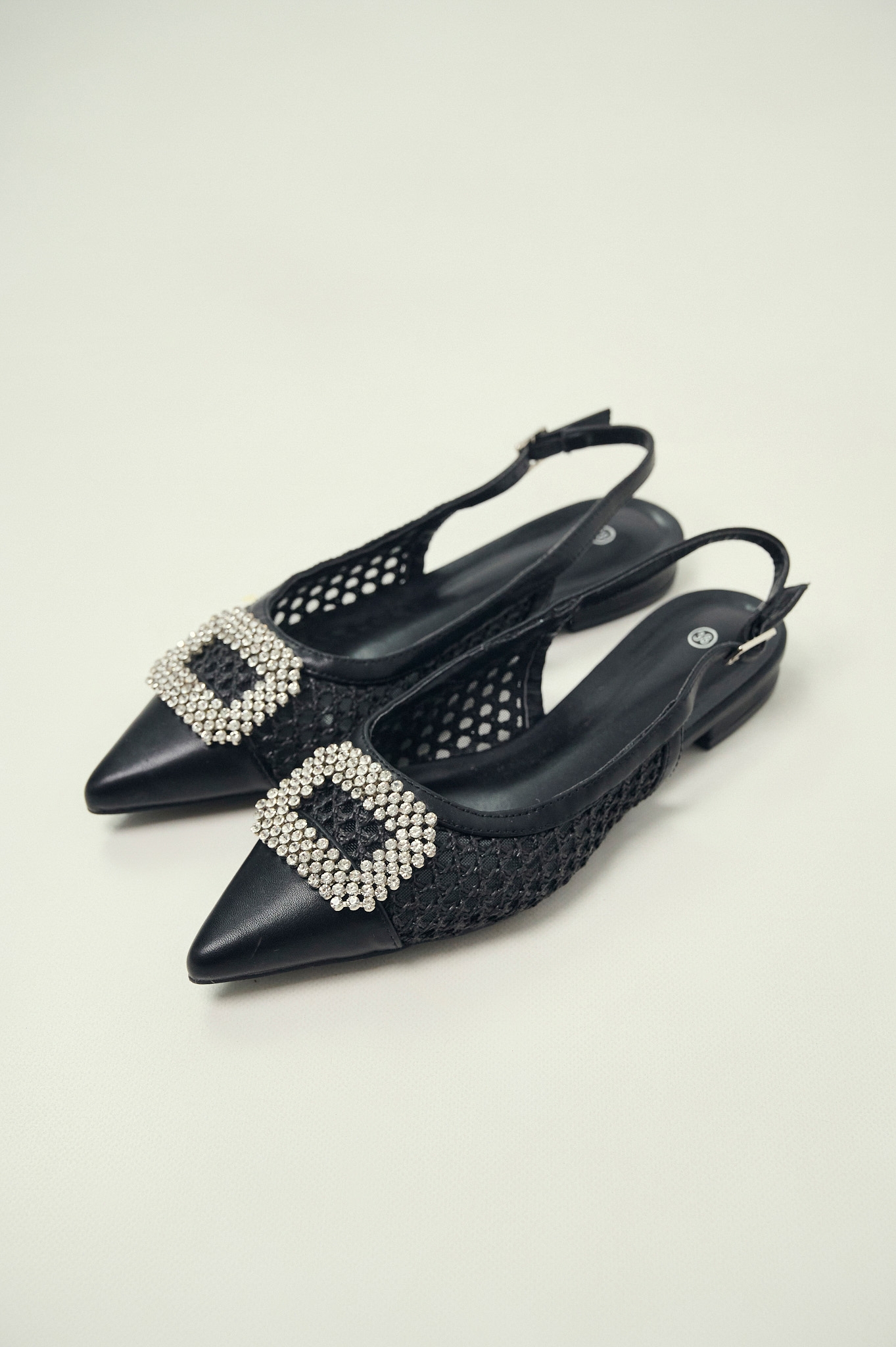 Women’s Slingback Mules with Rhinestone Buckle